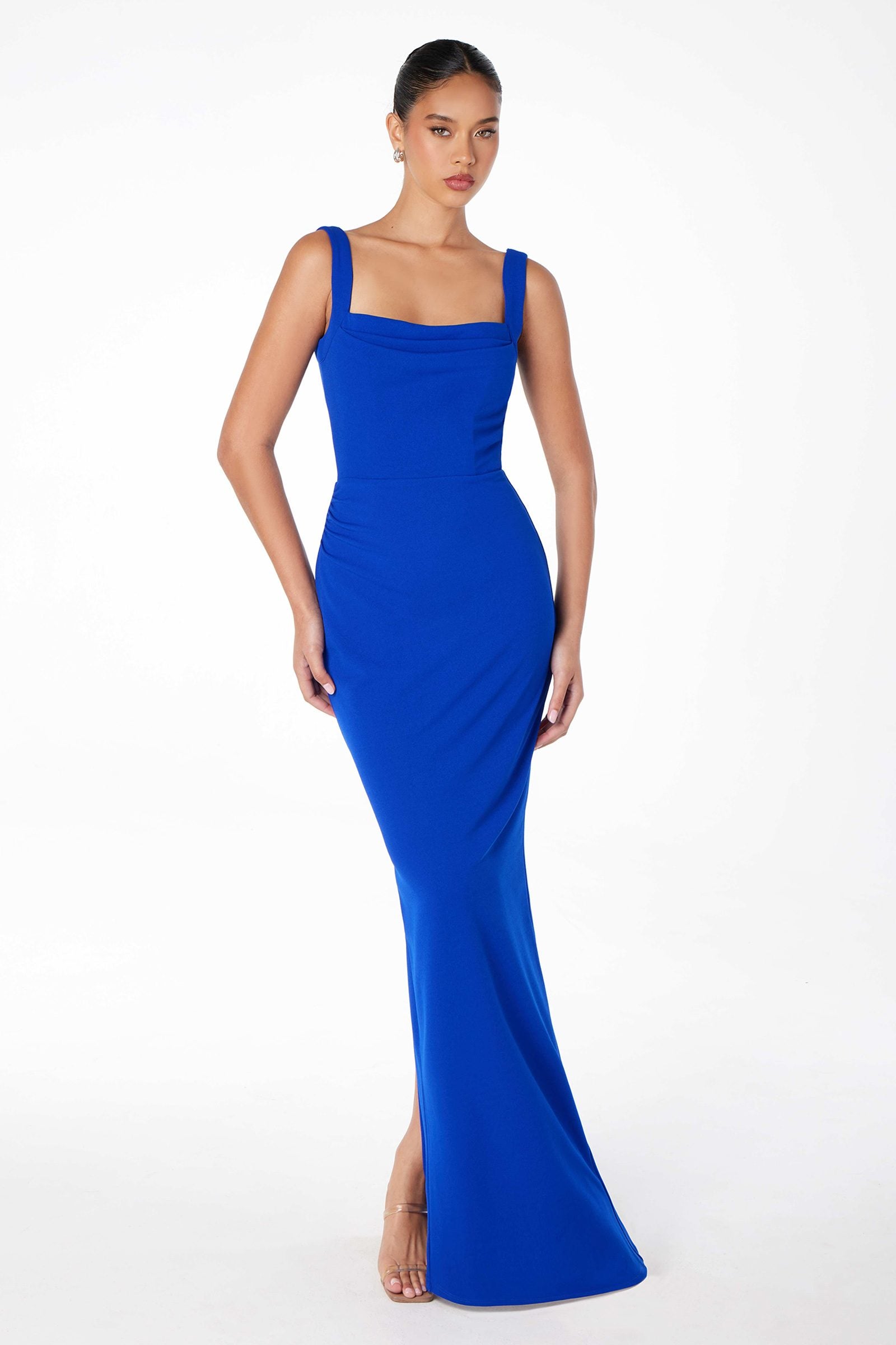 Astee T3000 Classic Modest Fitted Gown with Back Leg Slit by DiscountDressShop