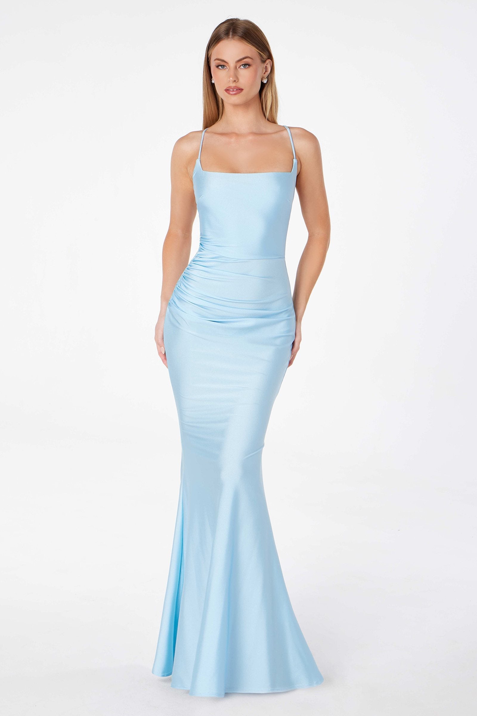 Astee T3001 Long Fitted Evening Gown Strappy Open Back by DiscountDressShop