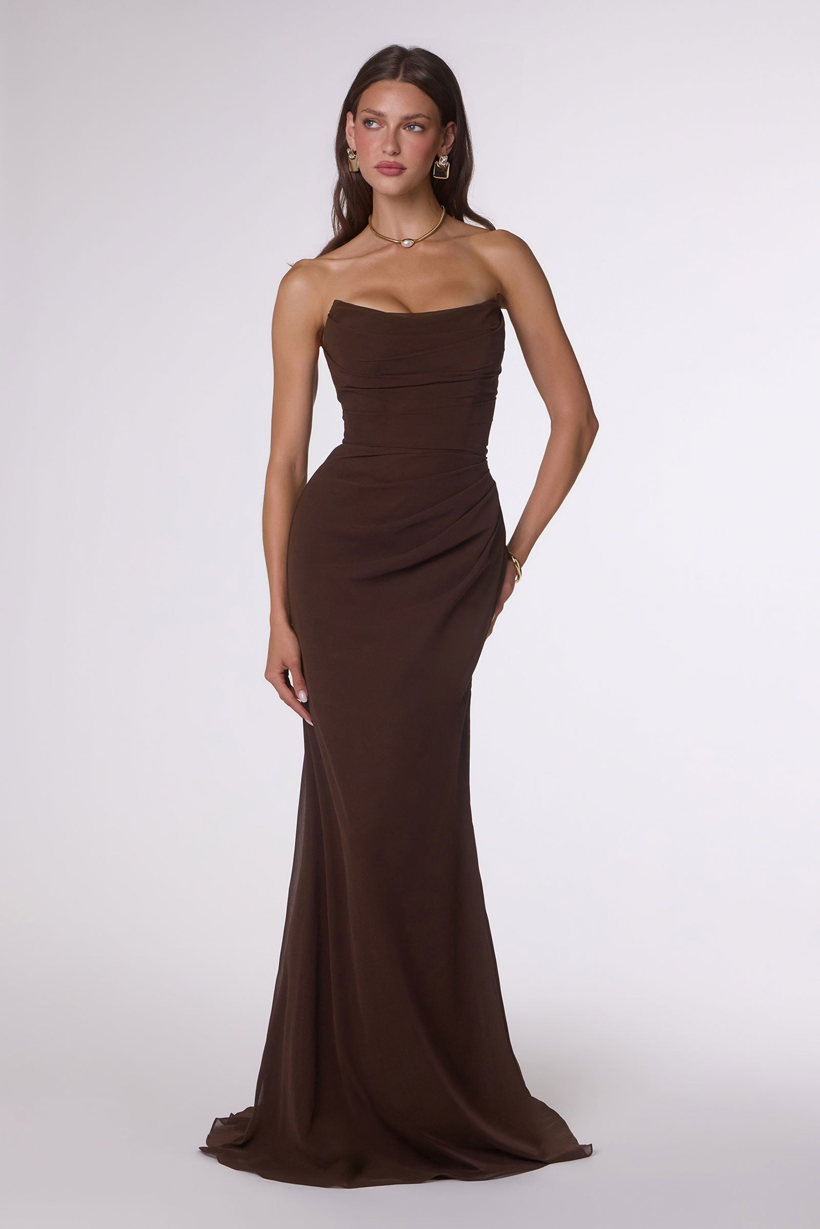 Ladivine Amoris T702 Strapless Scoop Neckline Fitted Chiffon Dress by DiscountDressShop