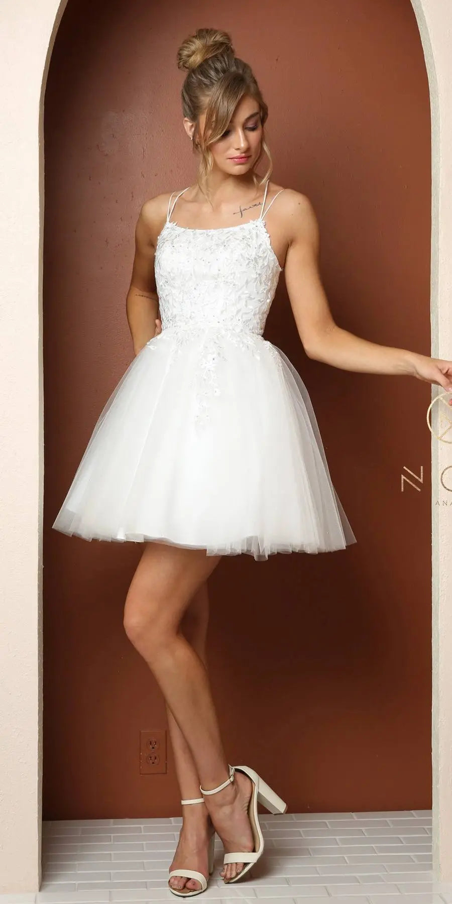 Nox Anabel T718 Short A-Line Corset Back Baby Doll Dress Tulle Skirt by DiscountDressShop