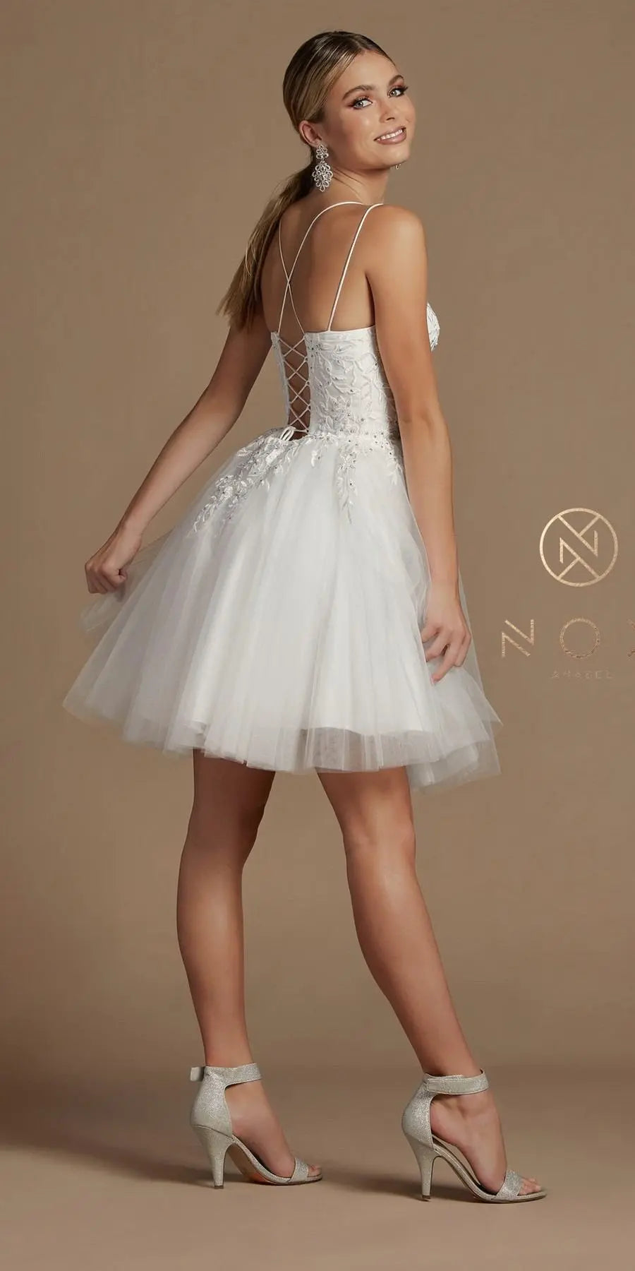 Nox Anabel T718 Short A-Line Corset Back Baby Doll Dress Tulle Skirt by DiscountDressShop