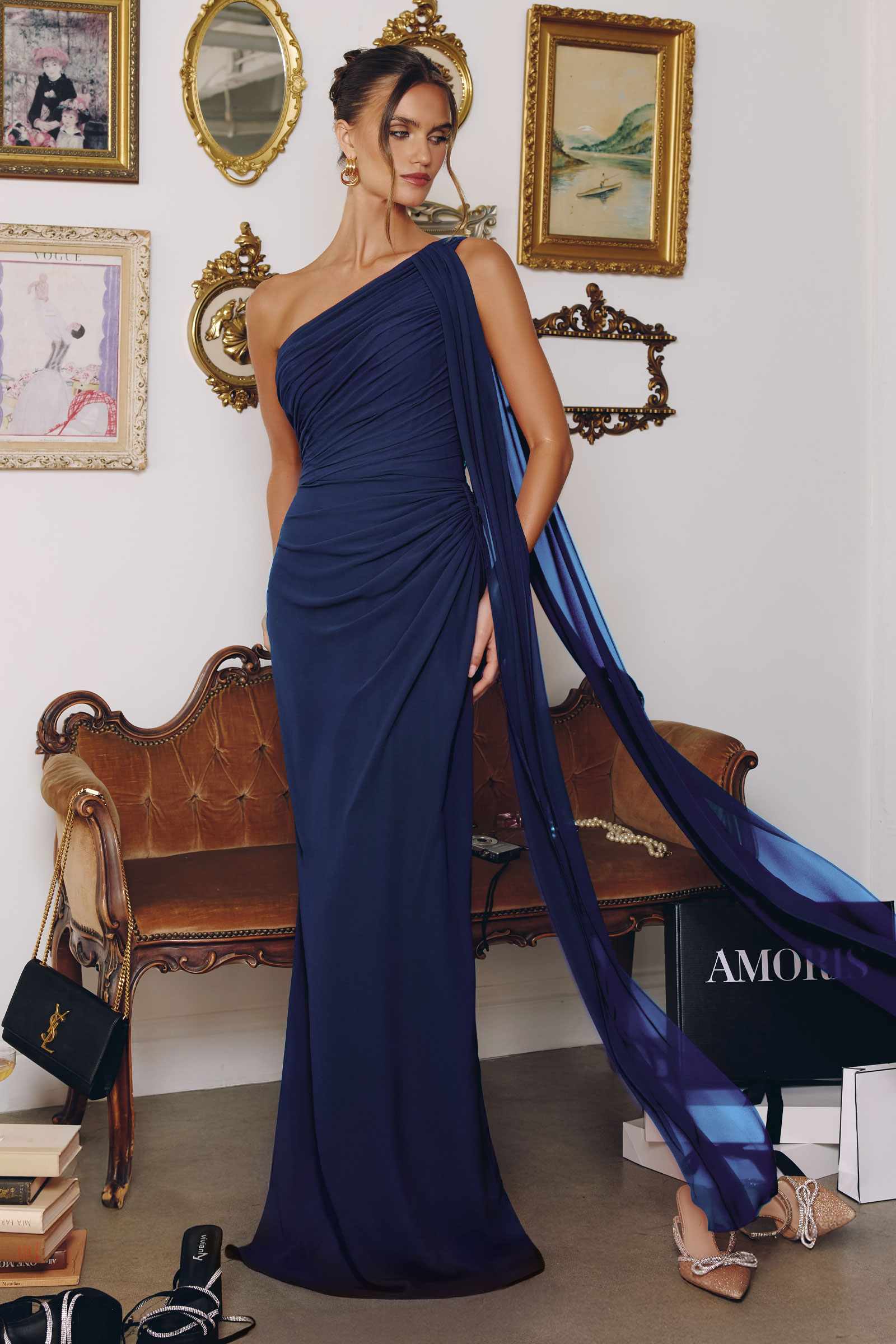 Amoris T730 One Shoulder Chiffon Formal Gown by DiscountDressShop
