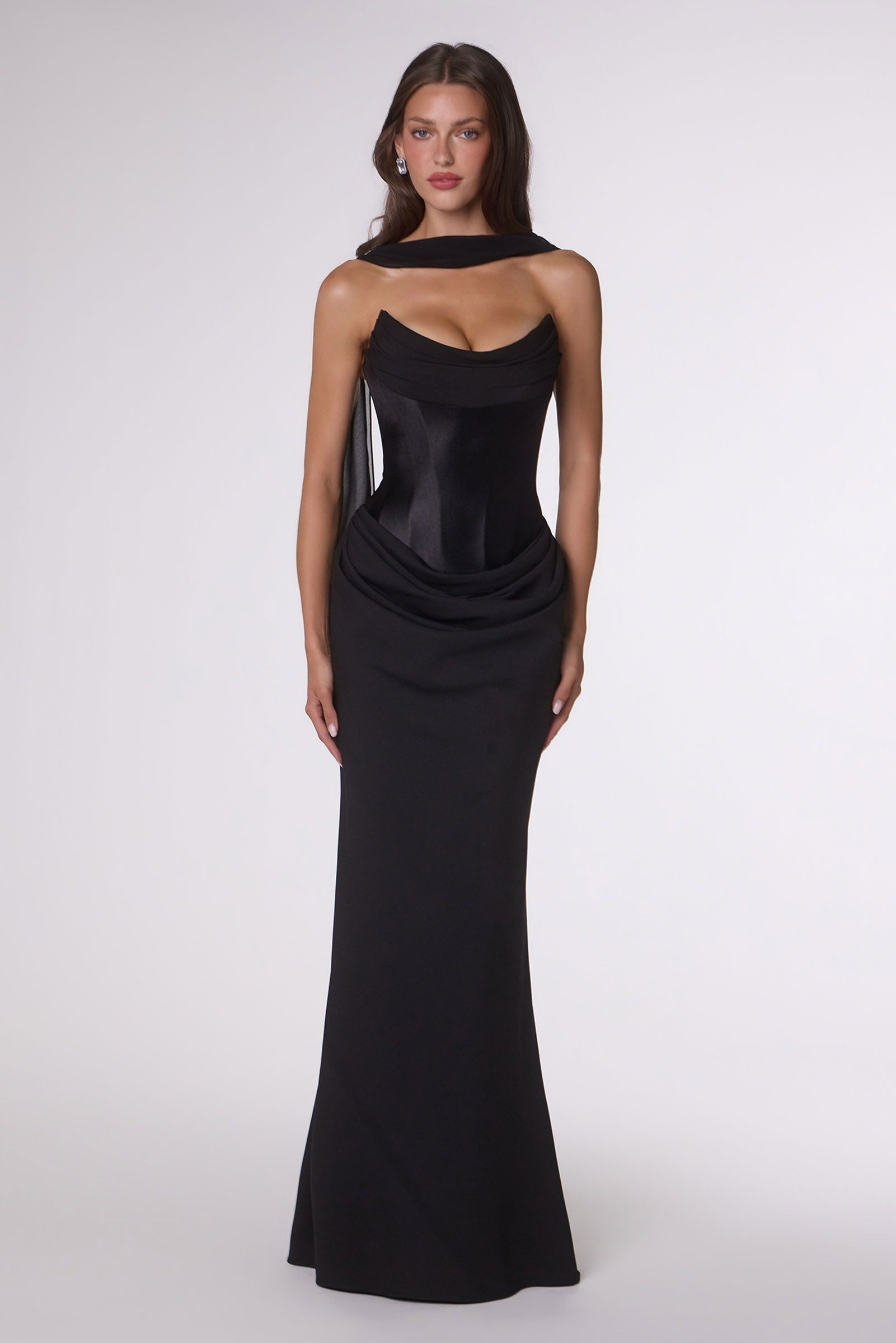 Amoris T732 Strapless Fitted Column Semi-Formal Gown DestGlow