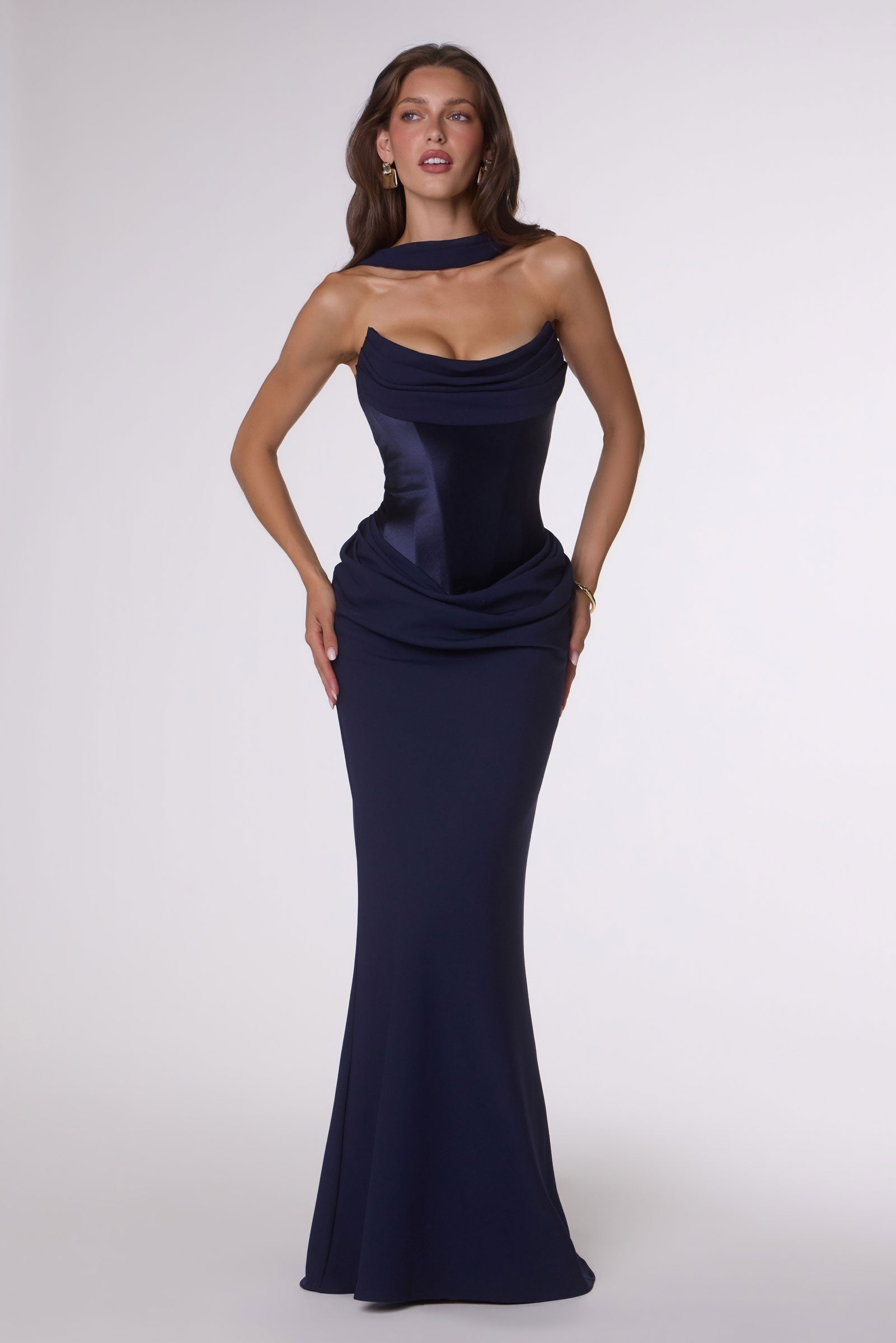 Amoris T732 Strapless Fitted Column Semi-Formal Gown DestGlow