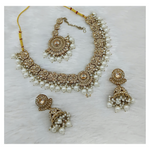 Joban Fashion Cream Stone Work Necklace Set