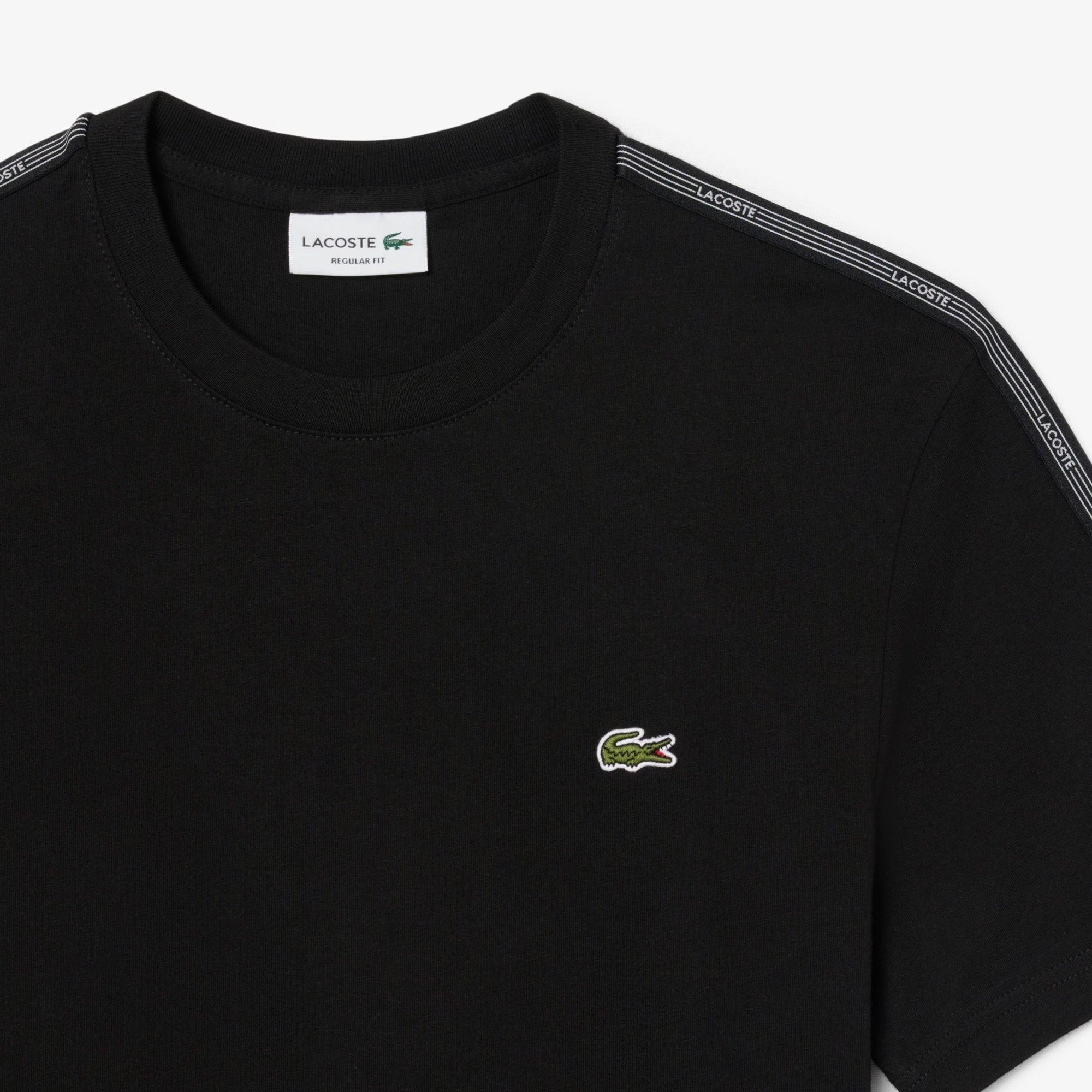 Lacoste Branded Stripe Band Tee - Black by Denim Exchange