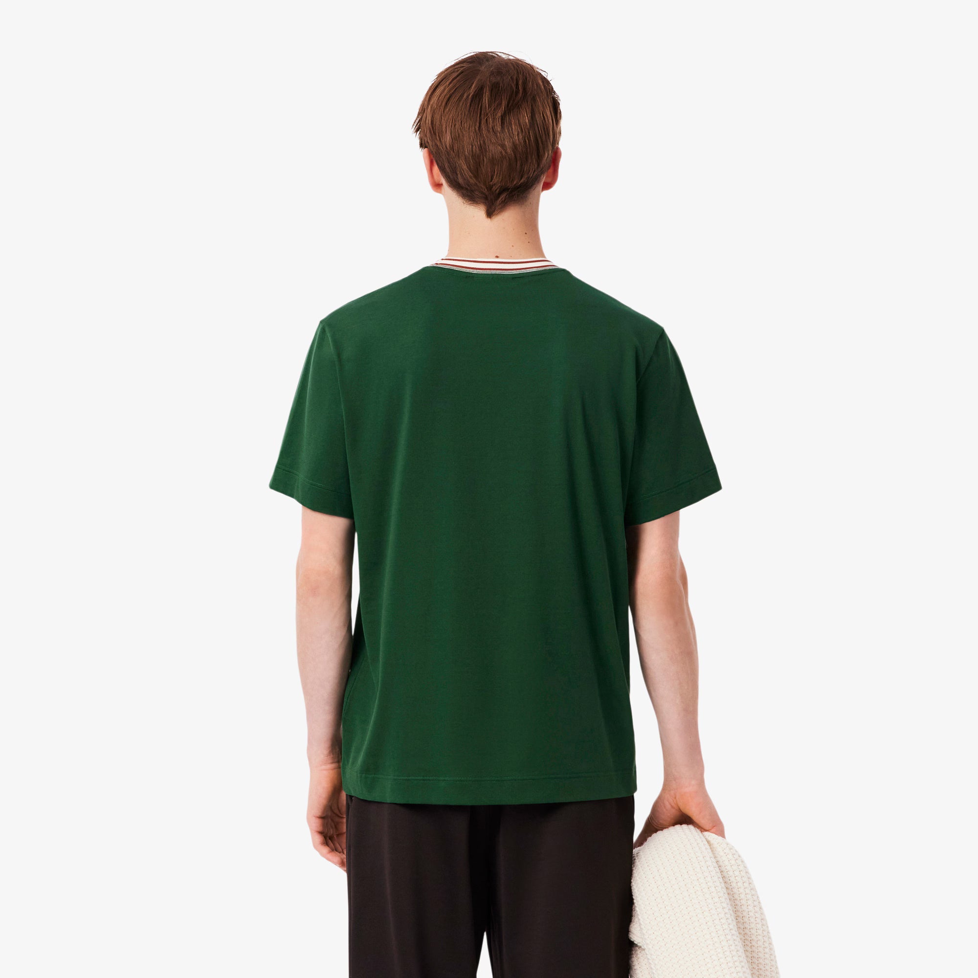 Lacoste Made in France Stripe Neck Tee - Green by Denim Exchange
