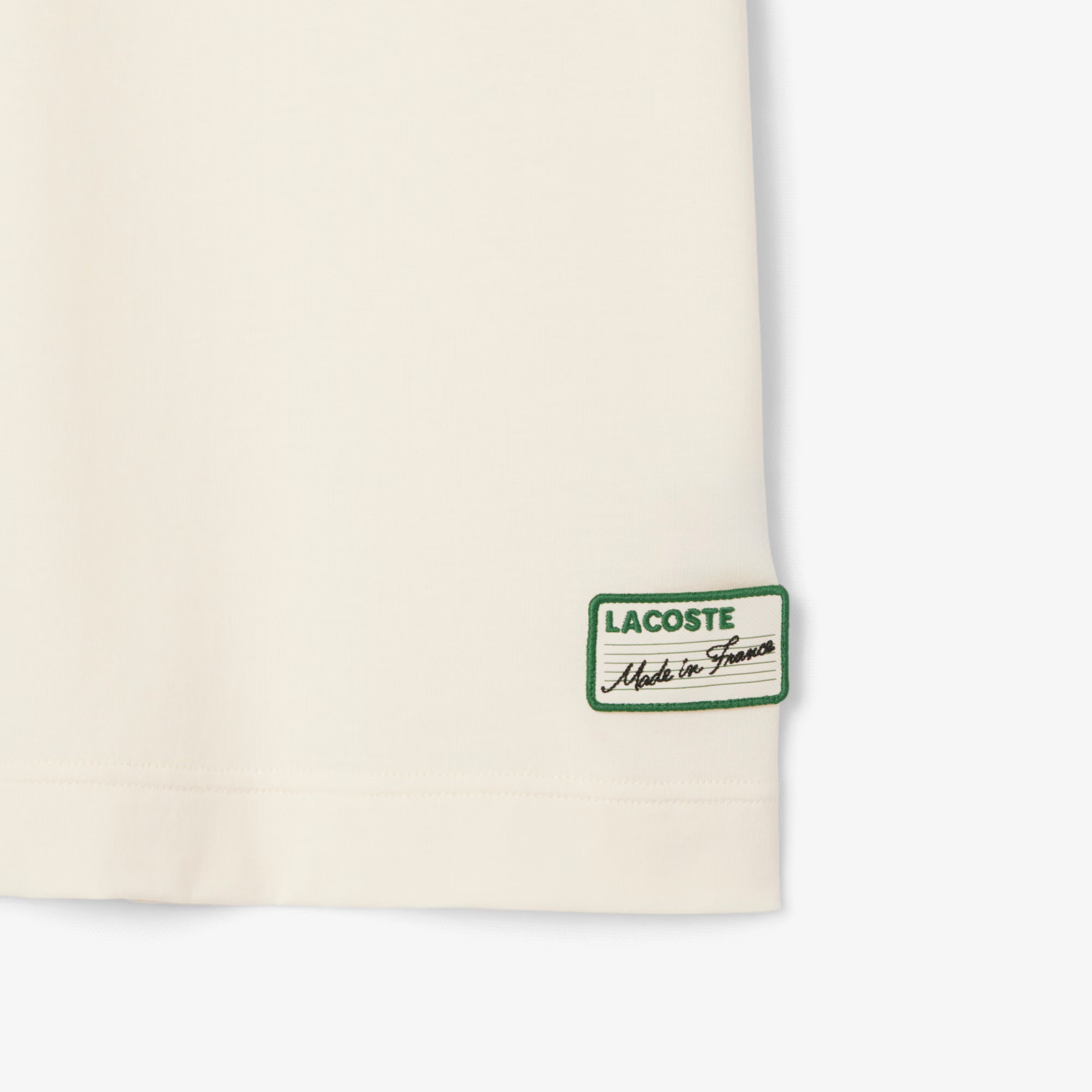 Lacoste Made in France Stripe Neck Tee - Cream by Denim Exchange