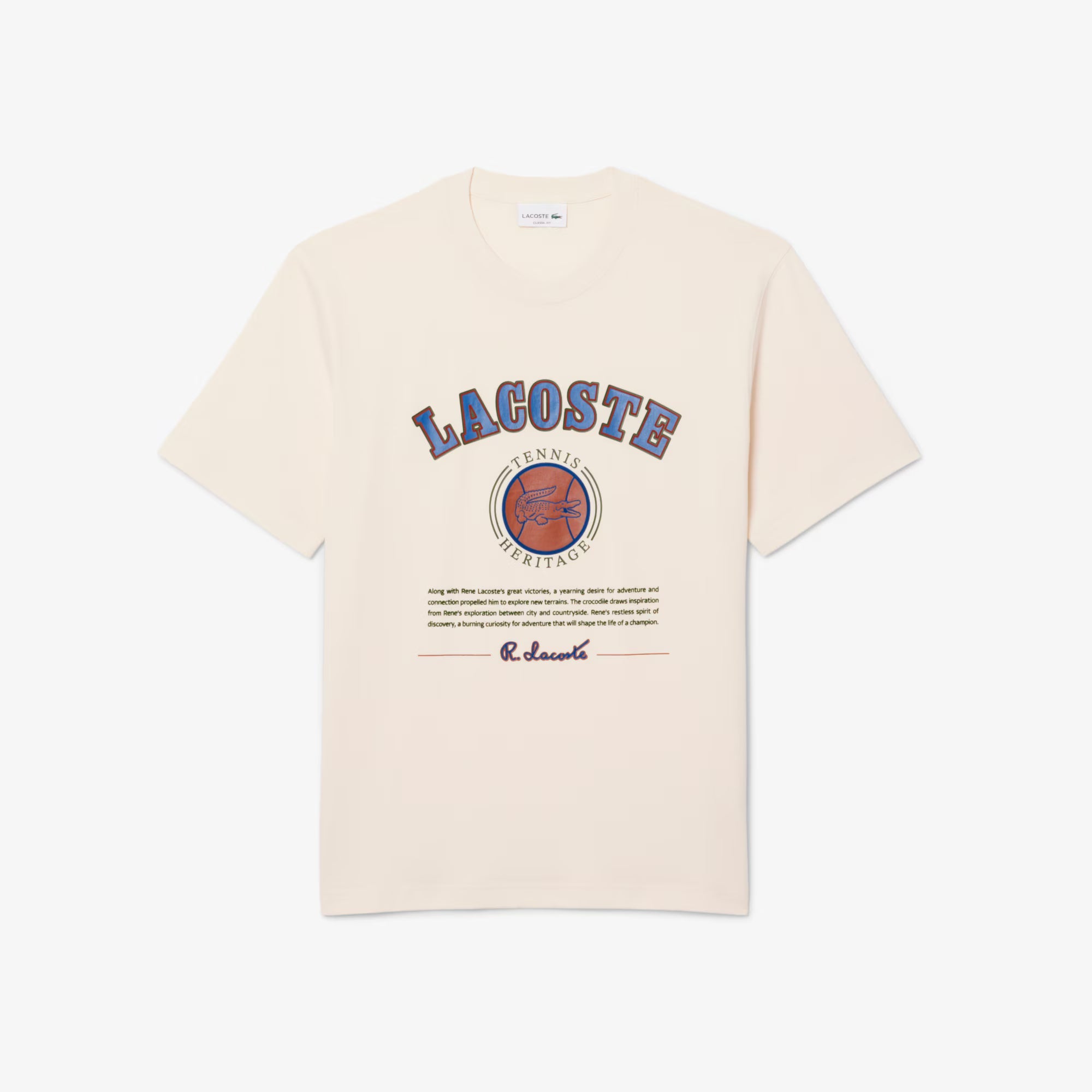 Lacoste Print Cotton Tee - Cream by Denim Exchange
