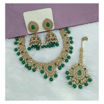 Joban Fashion Green Stone Work Necklace Set