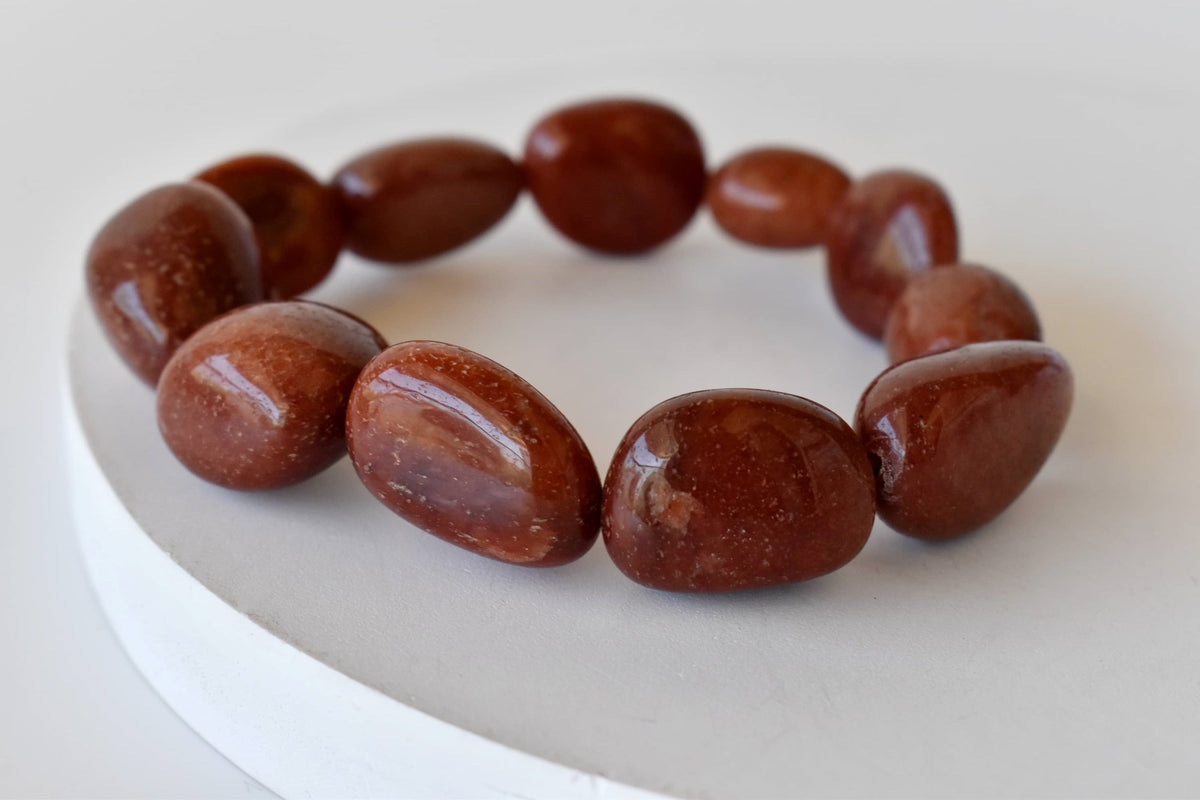 Red Aventurine Nugget Bracelet ~ Crystal Nuggets Jewelry DestGlow