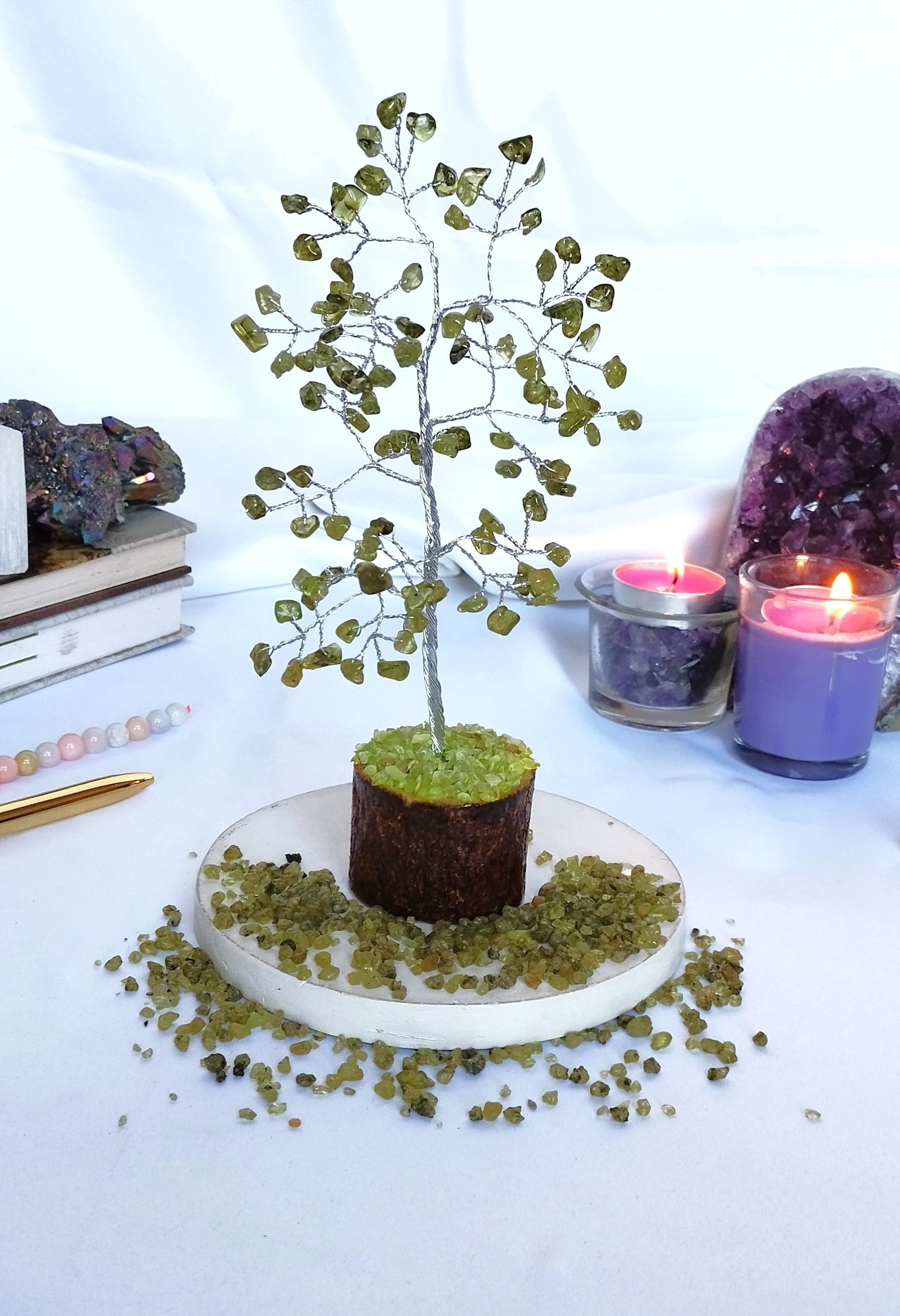 Peridot Gemstone Tree, Crystal Tree Of Life DestGlow