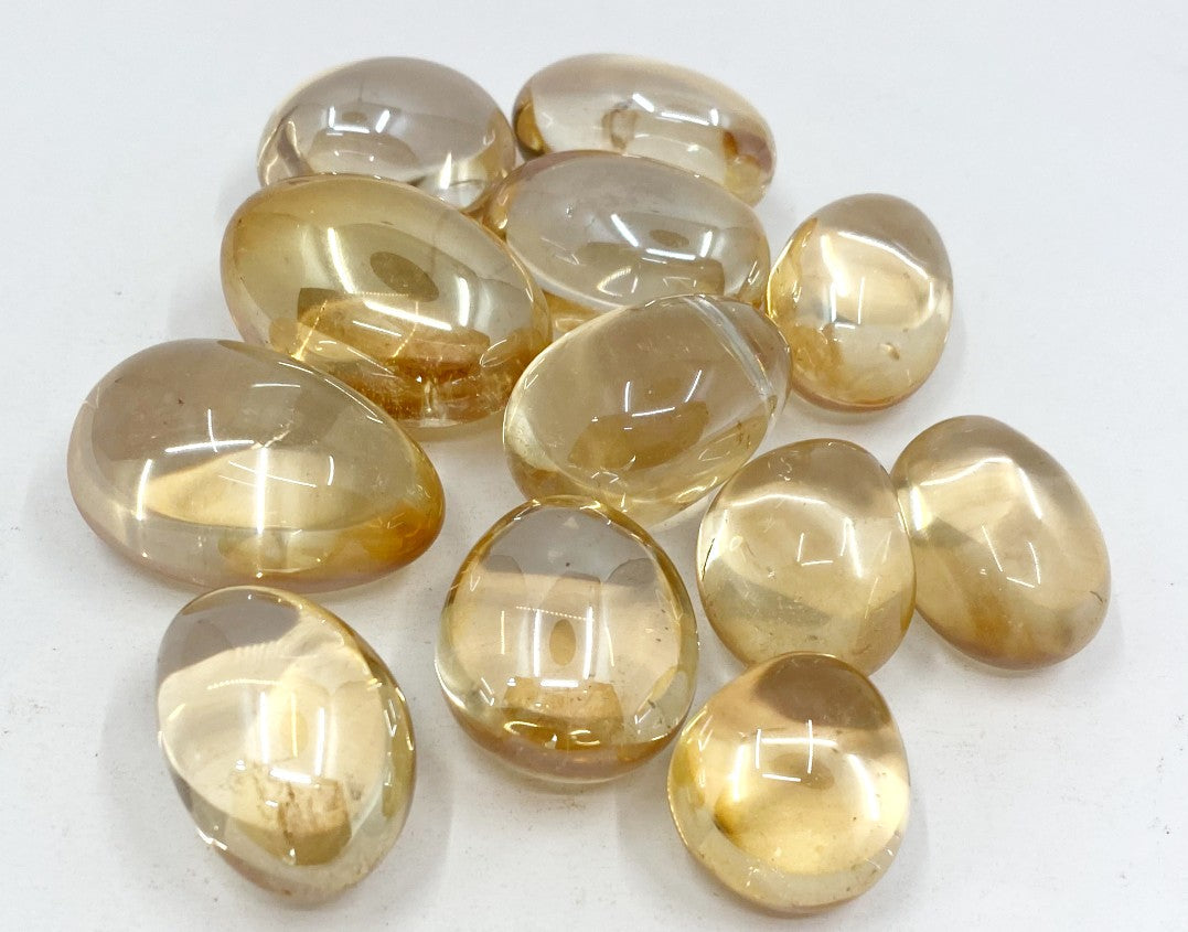 Aura Quartz Citrine Tumbled Crystals (Empathy and Intuition) DestGlow