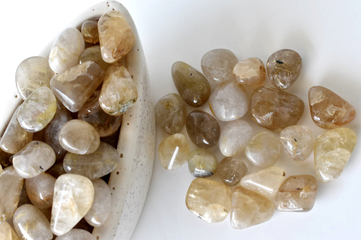 Golden Rutile Tumbled Crystals (Dispelling Negative Energy and Sexuality) DestGlow
