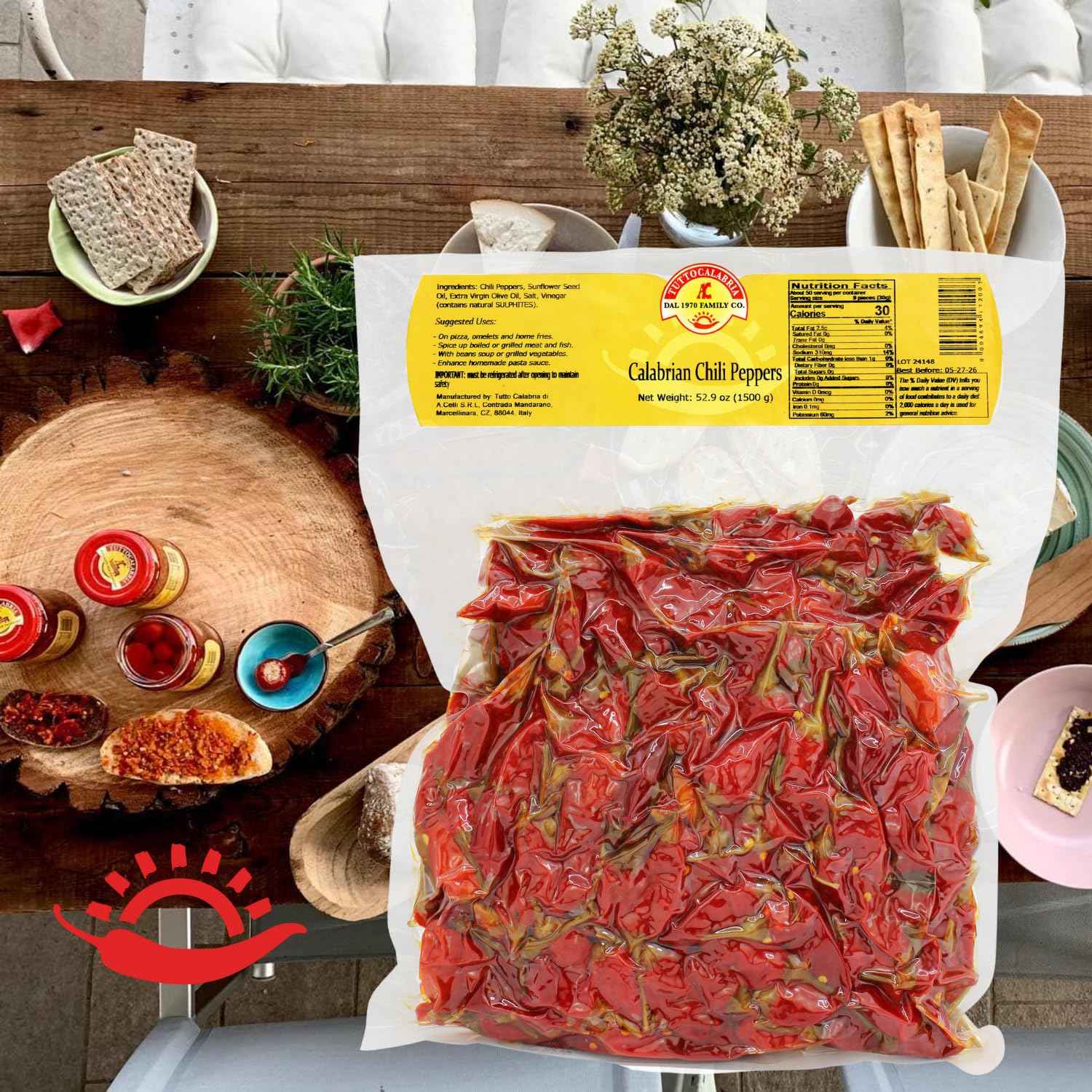 TuttoCalabria Whole Calabrian Chili Peppers – 52.9 oz (1.5 kg)