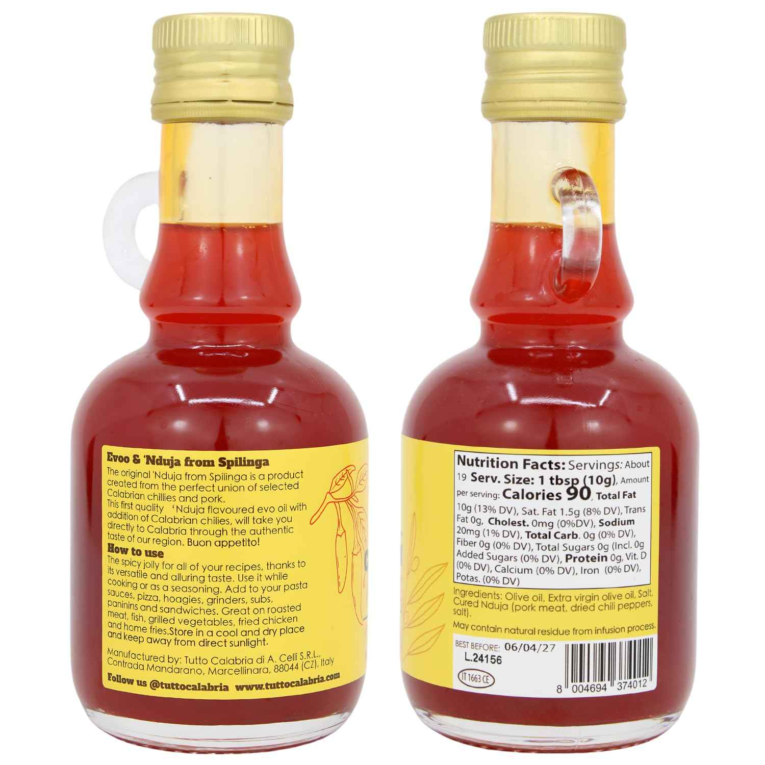 TuttoCalabria Calabrian ’Nduja Oil – 6.7 oz (190 g)