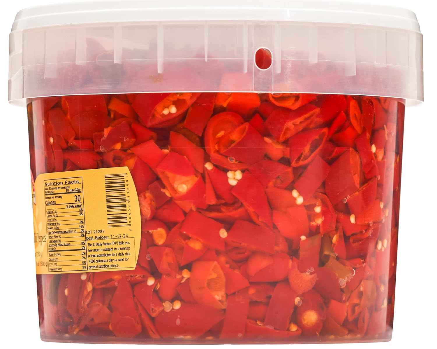 TuttoCalabria Sliced Calabrian Chili Peppers BULK Tub, 98 oz