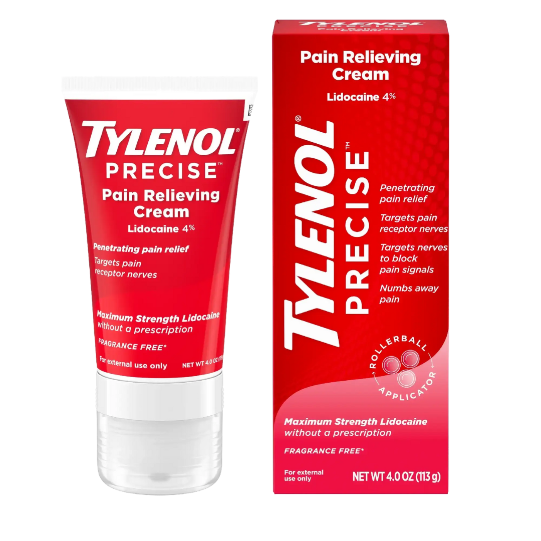 Tylenol Precise 4% Lidocaine Pain Relief Cream (4oz) DestGlow