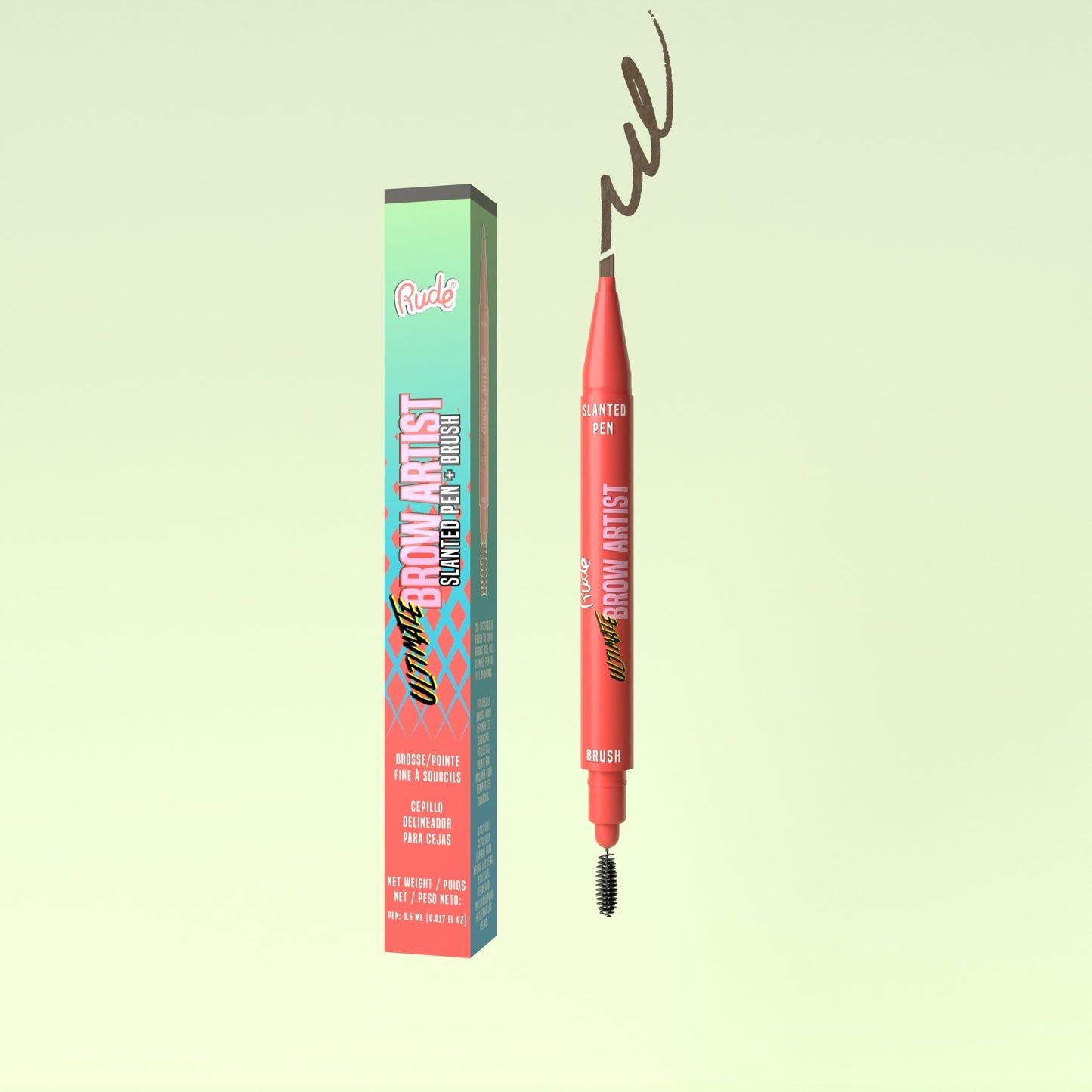 RUDE Ultimate Brow Artist - Slanted Pen and Brush - Taupe - DestGlow