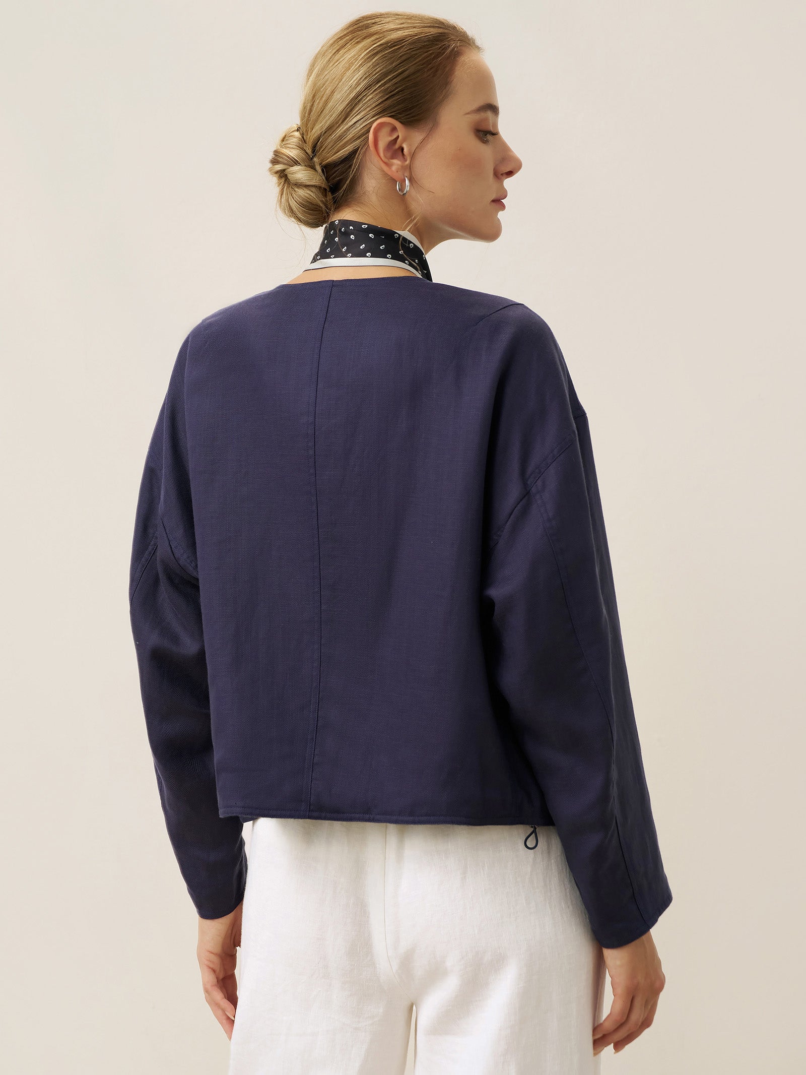 Tencel Linen Reversible Crew Neck Casual Jacket CHLOE DestGlow