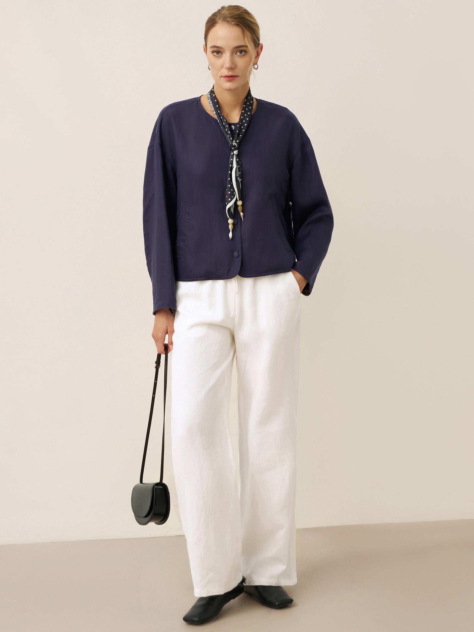 Tencel Linen Reversible Crew Neck Casual Jacket CHLOE DestGlow