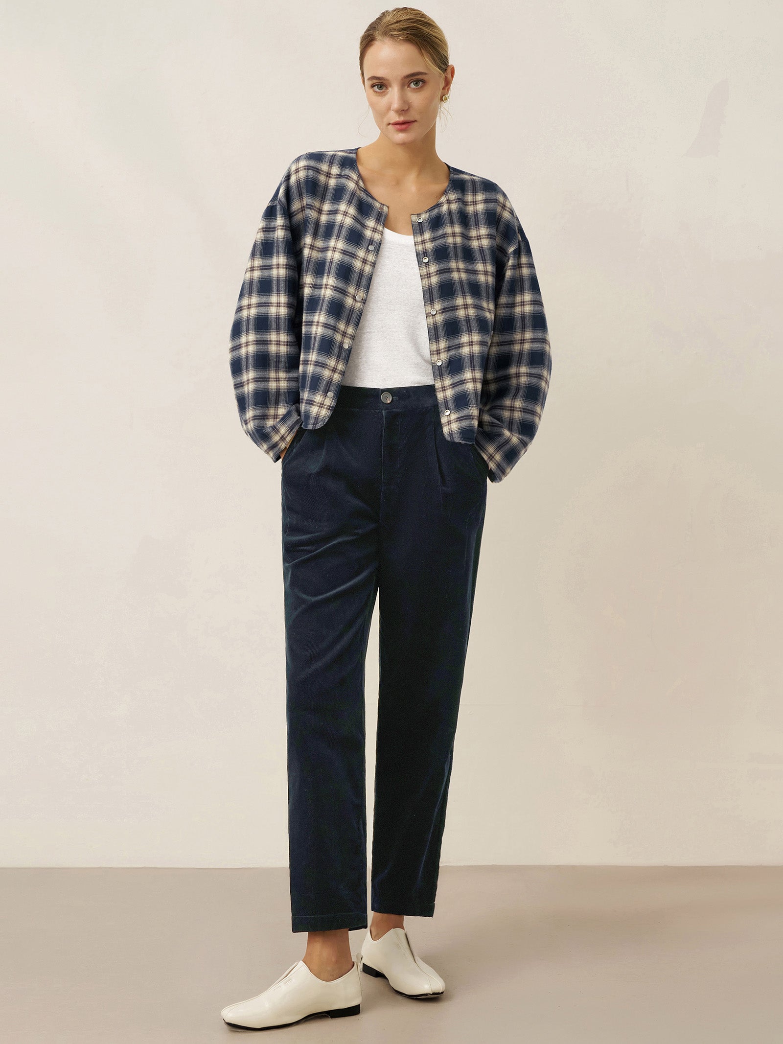 Tencel Linen Reversible Crew Neck Casual Jacket CHLOE DestGlow