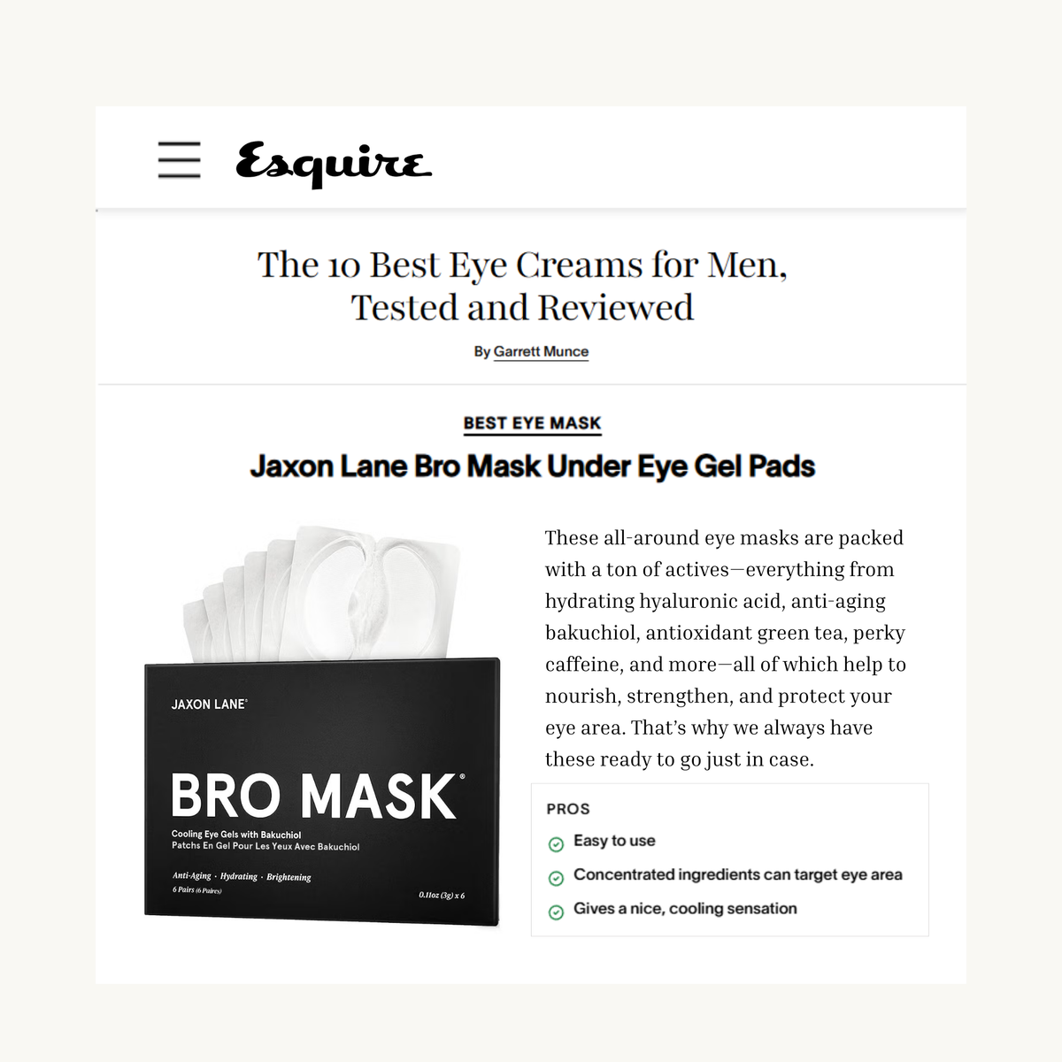 Bro Mask Eye Gels - Cooling Eye Gels (6 Pack) DestGlow