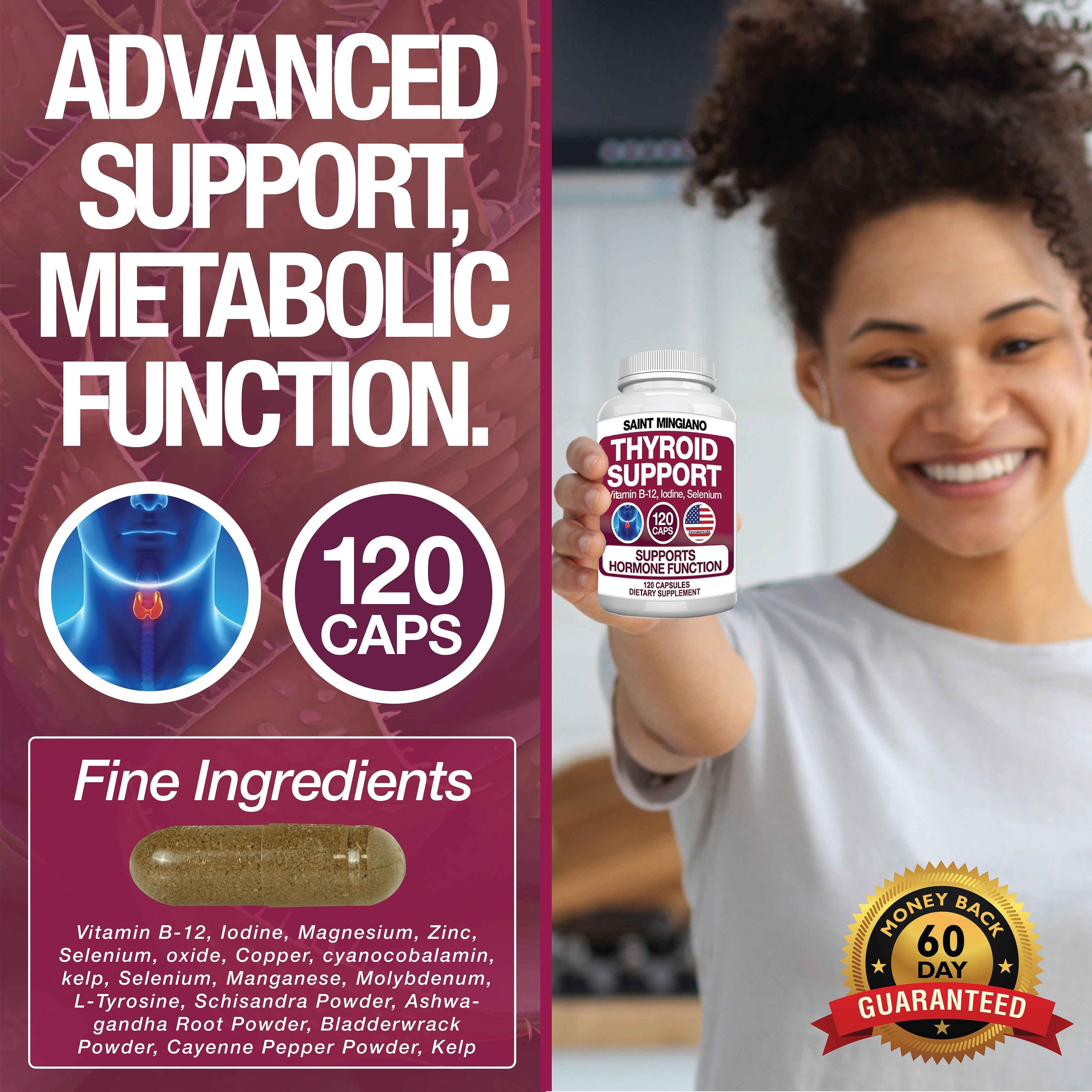 Thyroid Support Supplement with Iodine |120 Capsules to Help Body Mass & Improve Energy