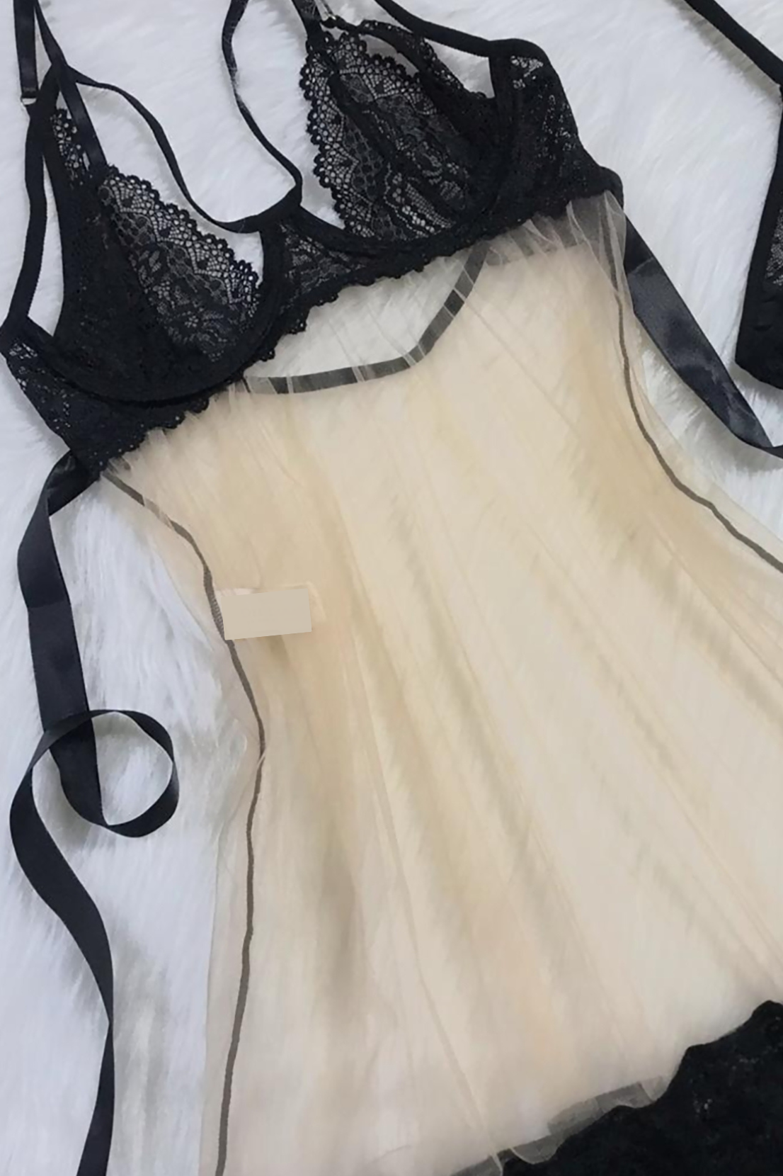 Tia Sheer Lace Babydoll 2 Piece Set - DestGlow