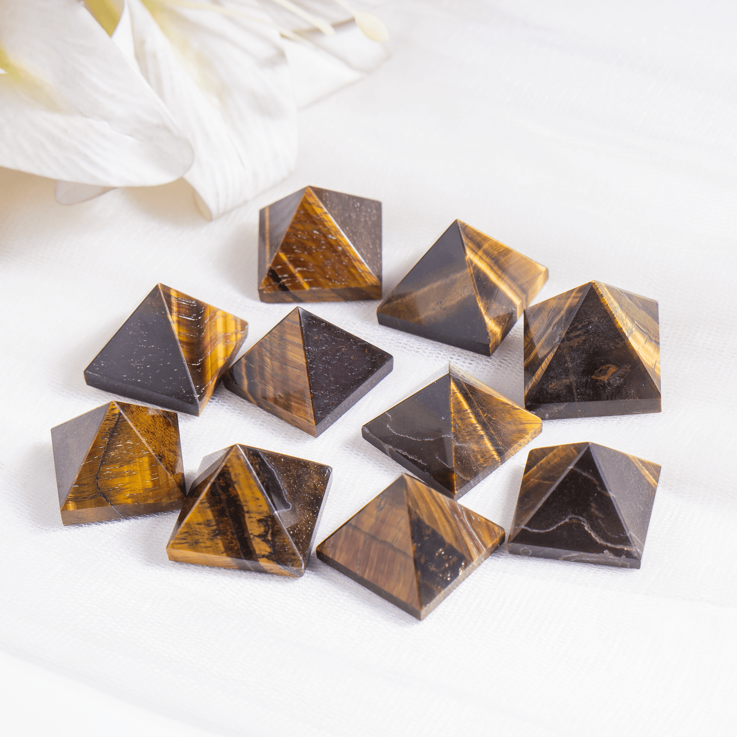 Tiger Eye Pyramids (Integrity and Strength) DestGlow