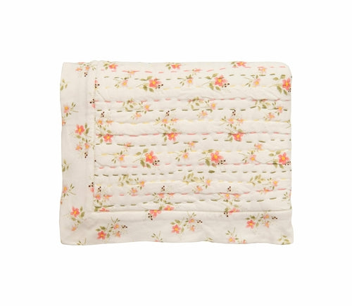 Tiny Petals Baby Quilt Gift Set - Handstitched Crib Quilt with Plush Bunny
