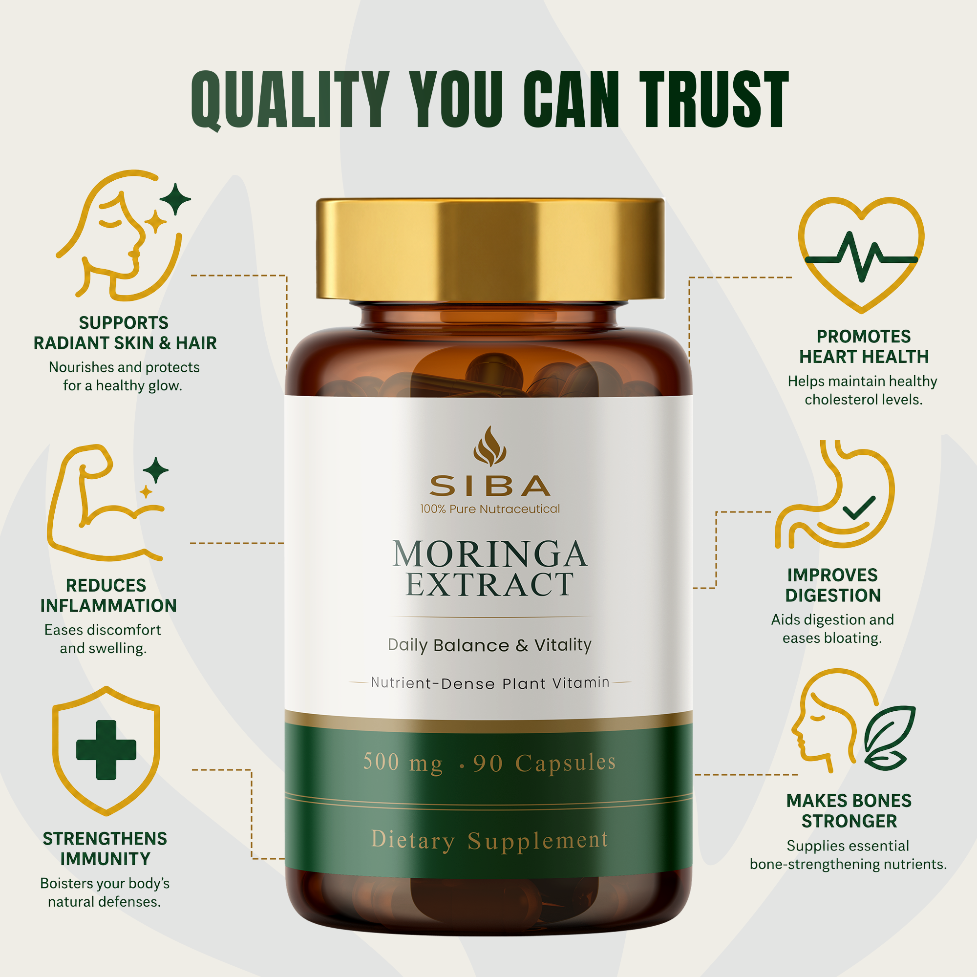 Moringa Leaf Capsules by Siba Vitamins Store