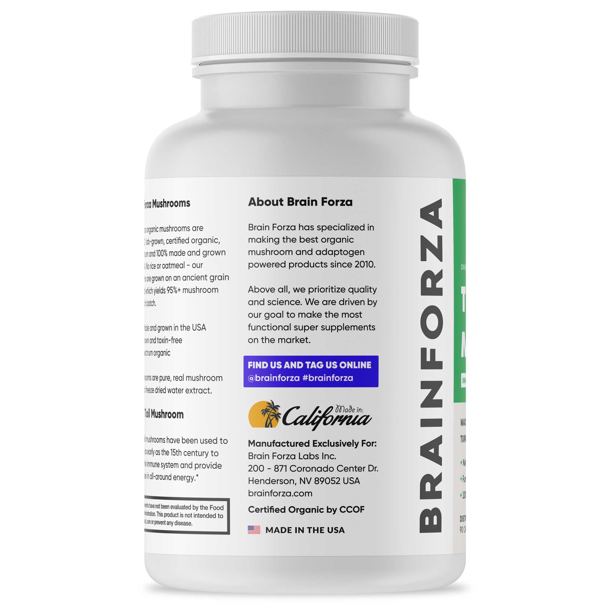Organic Turkey Tail Mushroom, 90 Capsules by Brain Forza®
