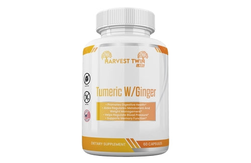 Turmeric with Ginger Supplement - Digestive Health, Memory & Blood Pressure Support