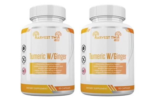 Turmeric with Ginger Supplement - Digestive Health, Memory & Blood Pressure Support