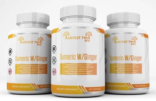 Turmeric with Ginger Supplement - Digestive Health, Memory & Blood Pressure Support