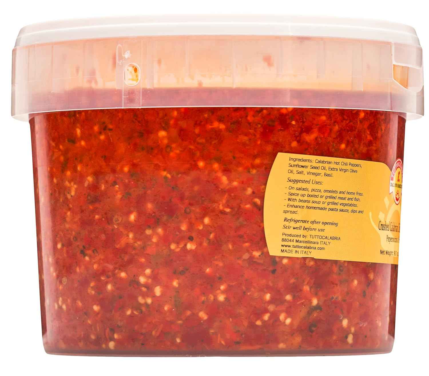 TuttoCalabria Crushed Calabrian Chili Peppers – 98.7 oz (2.8 kg) Tub