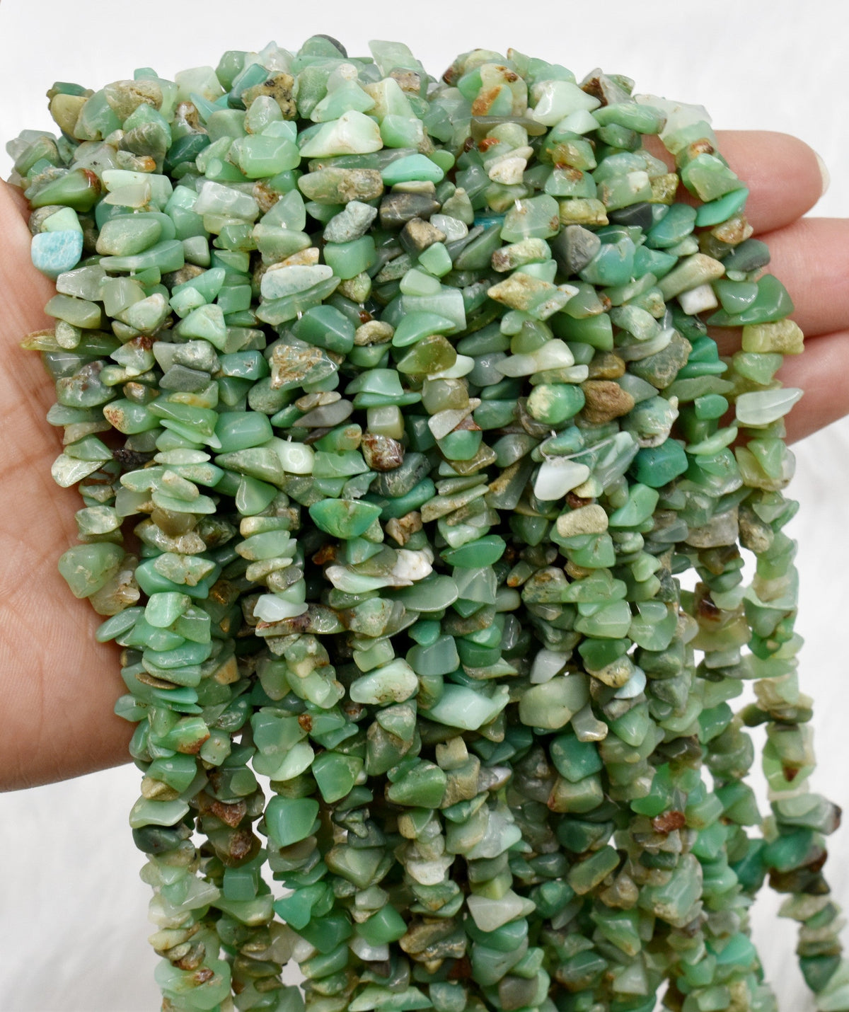 Uncut Raw Chrysophase Crystal Chip Beads for Necklace (Communication and Gentle Self-Expression) DestGlow