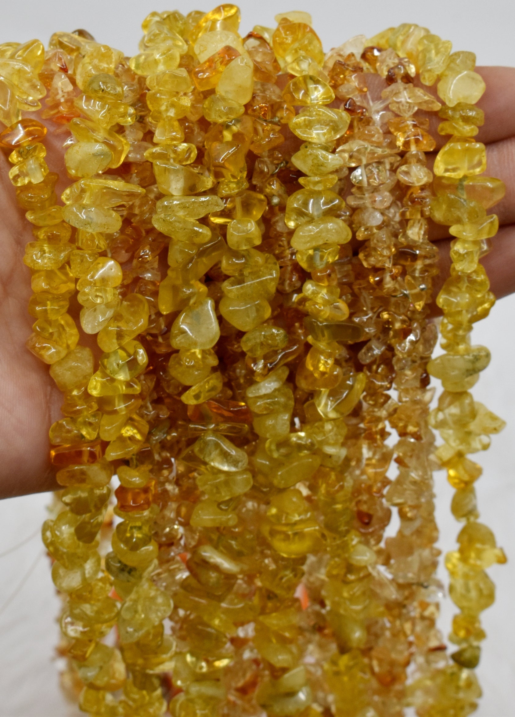Uncut Raw Citrine Crystal Chip Beads for Necklace (Protection and Anxiety Relief) DestGlow