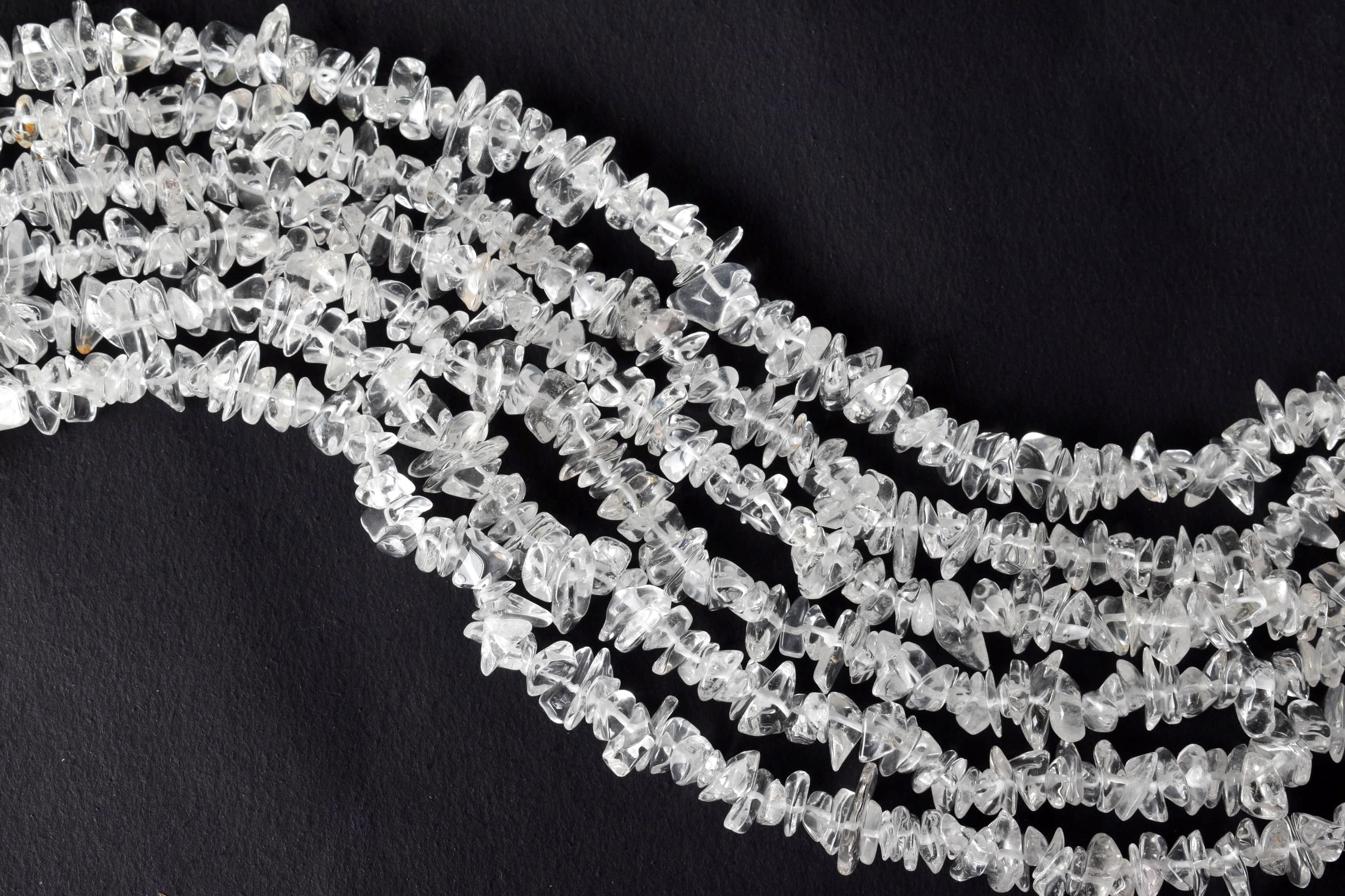 Clear Quartz Chip Beads Necklace, Crystal Uncut Beads DestGlow