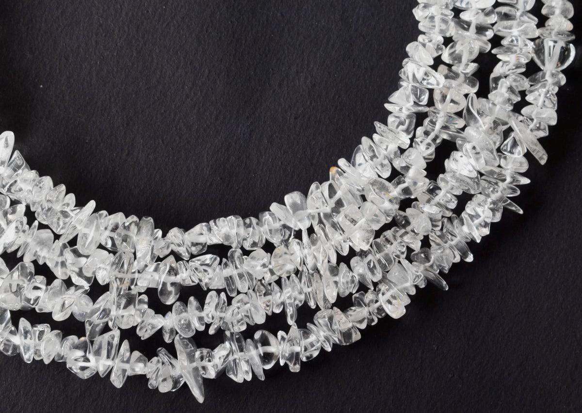 Clear Quartz Chip Beads Necklace, Crystal Uncut Beads DestGlow