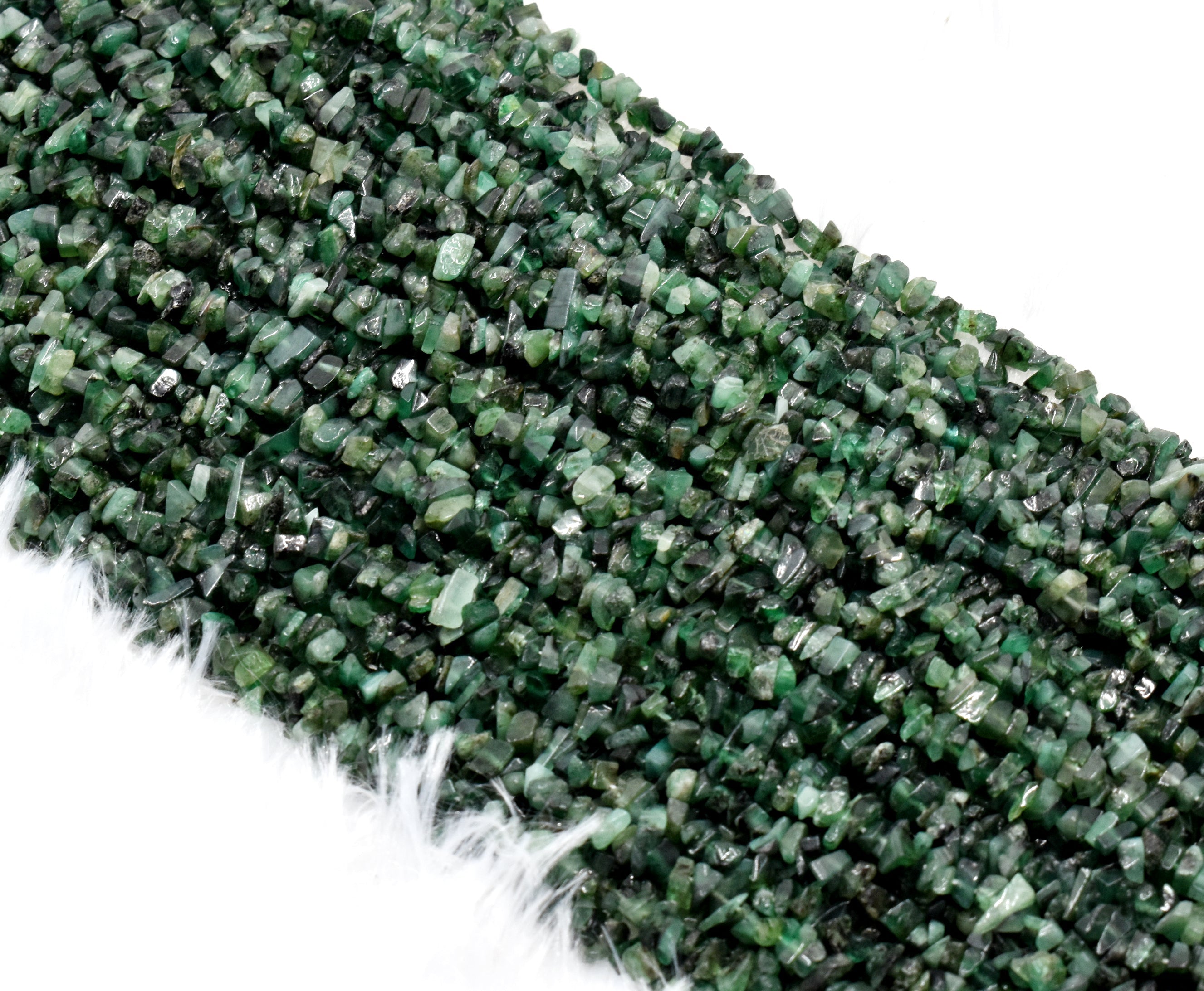 Uncut Raw Emerald Crystal Chip Beads for Necklace (Intuition and Power) DestGlow
