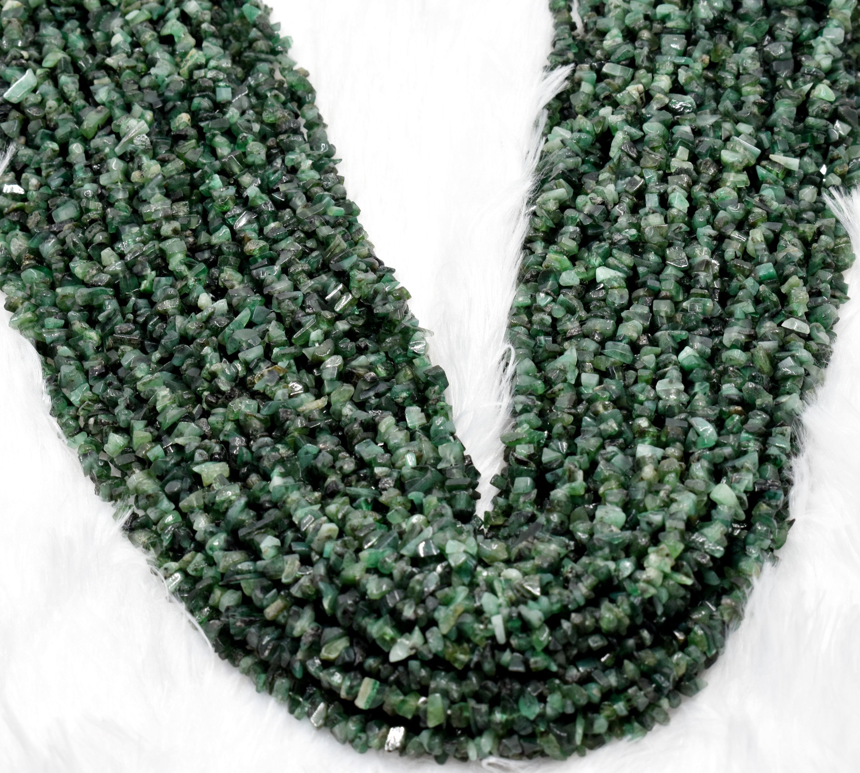 Uncut Raw Emerald Crystal Chip Beads for Necklace (Intuition and Power) DestGlow