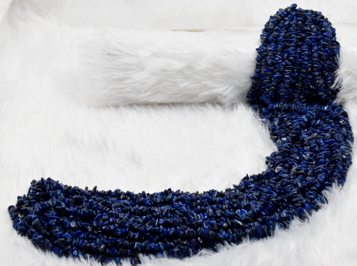 Uncut Raw Lapis Lazuli Crystal Chip Beads for Necklace (Expansion and Insight). DestGlow