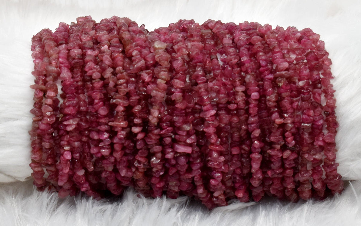Uncut Raw Pink Tourmaline Crystal Chip Beads for Necklace (Generosity and Passion) DestGlow