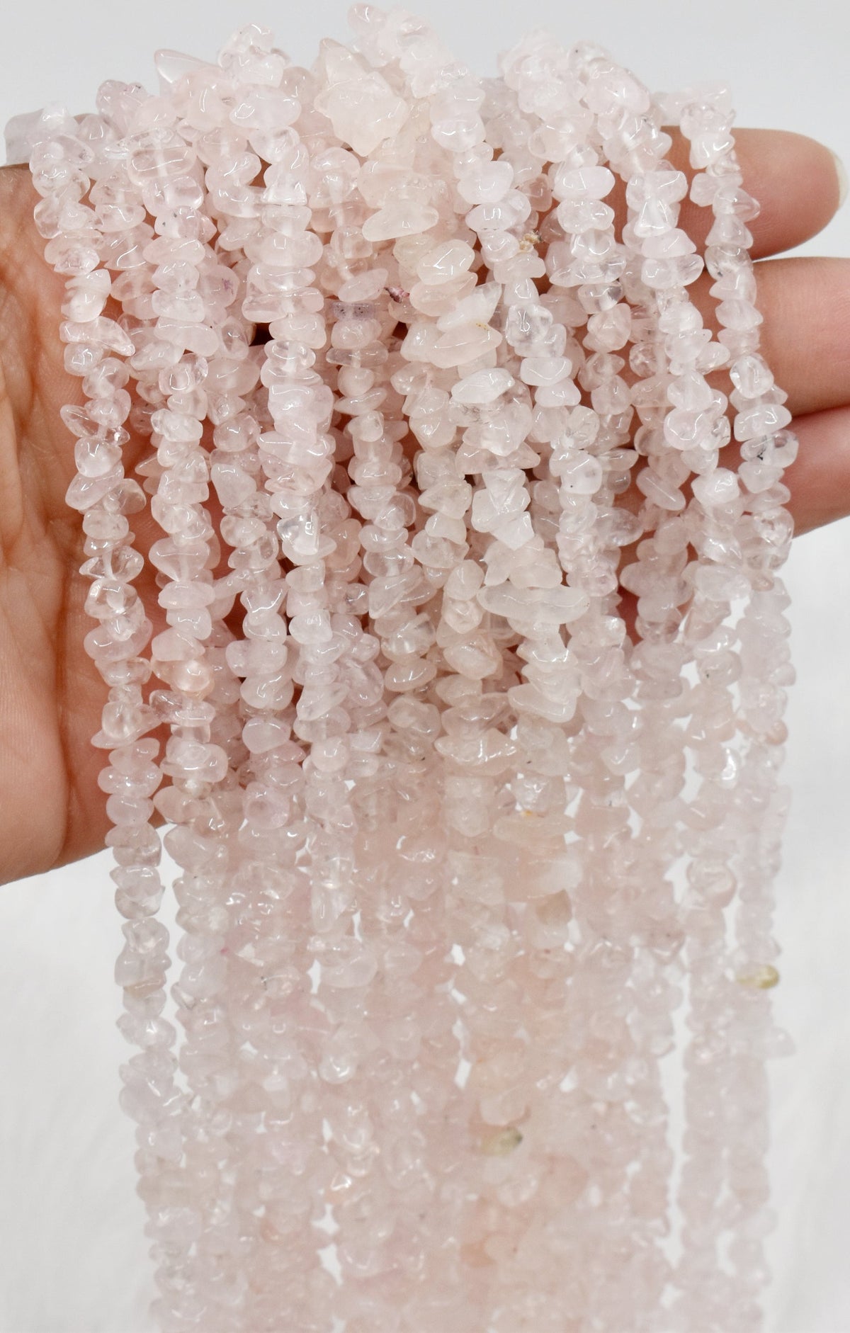 Uncut Raw Rose Quartz Crystal Chip Beads for Necklace (Creativity and Empathy). DestGlow