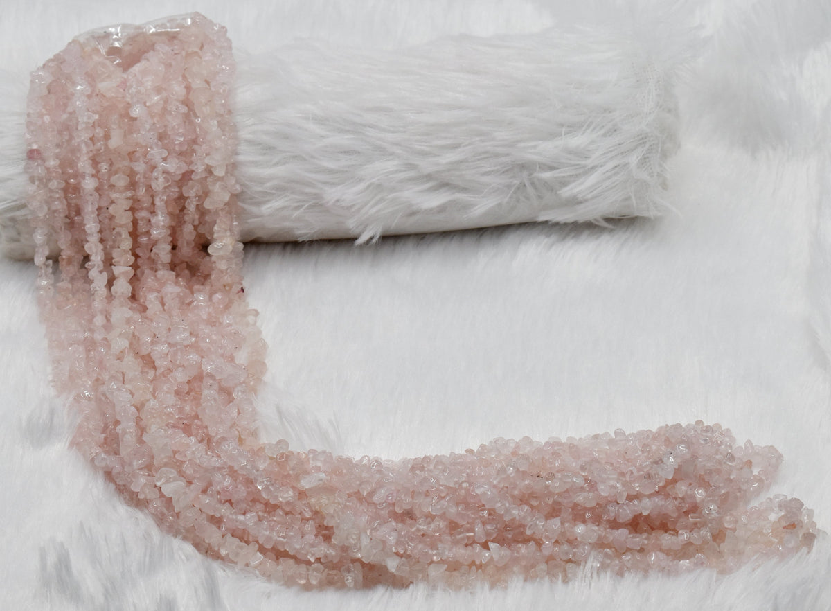 Uncut Raw Rose Quartz Crystal Chip Beads for Necklace (Creativity and Empathy). DestGlow