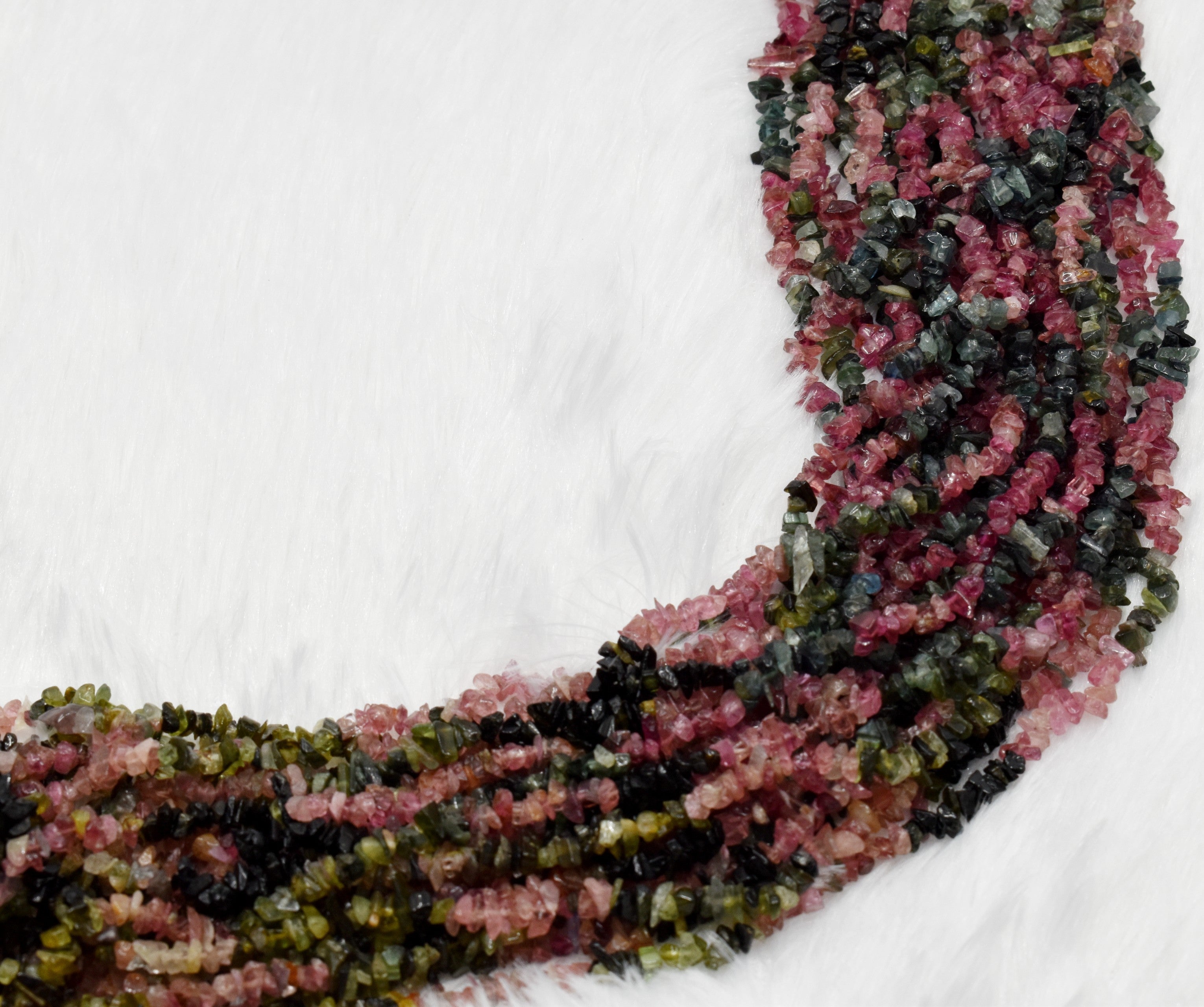 Uncut Raw Watermelon Tourmaline Crystal Chip Beads for Necklace (Purification and Stress Relief) DestGlow