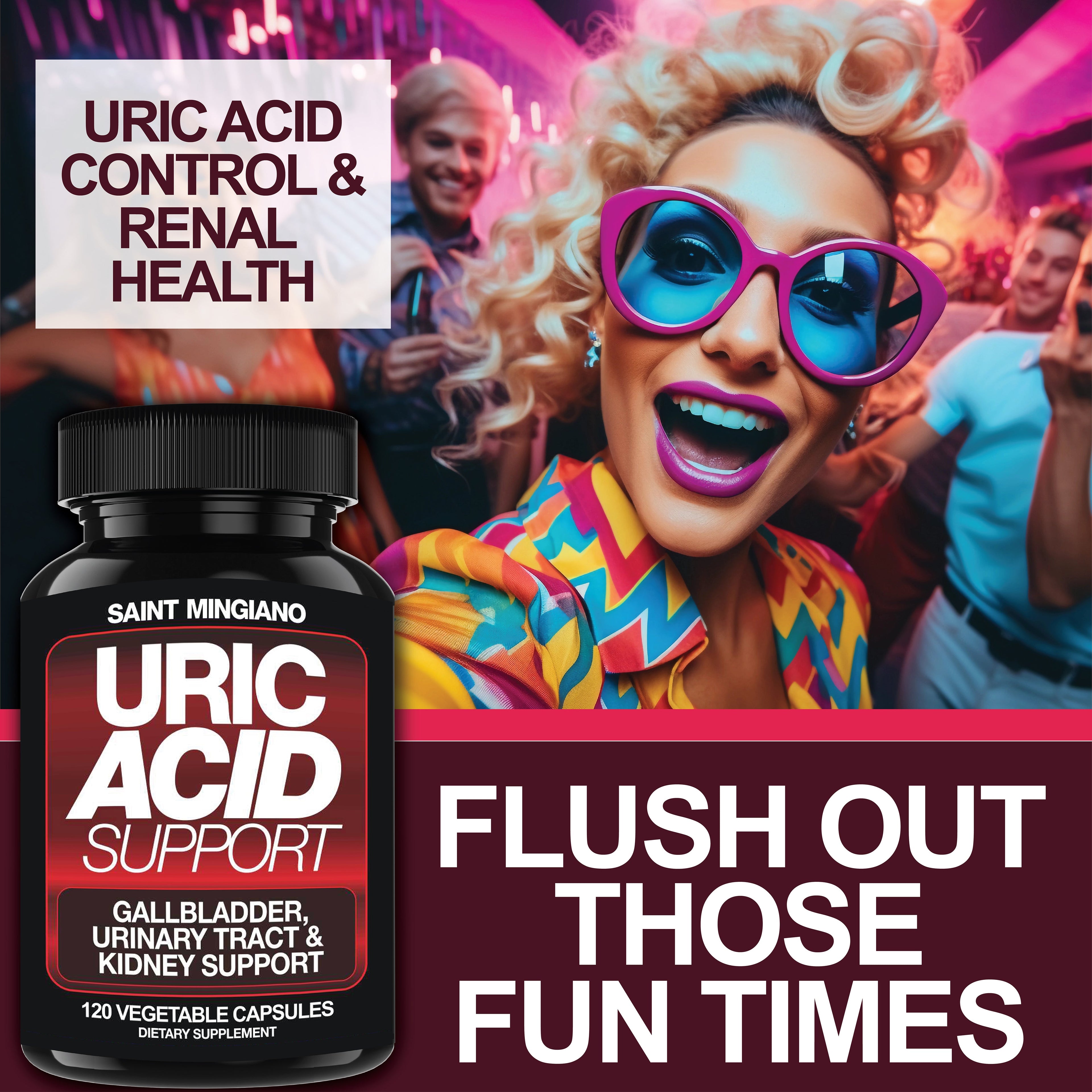 Uric Acid Support -120 Capsules - Supports Kidney Cleanse Detox & Repair, Gallbladder & Urinary Tract Issues by Saint Mingiano - Supplements & Wellness Dedicated to Holistic Health
