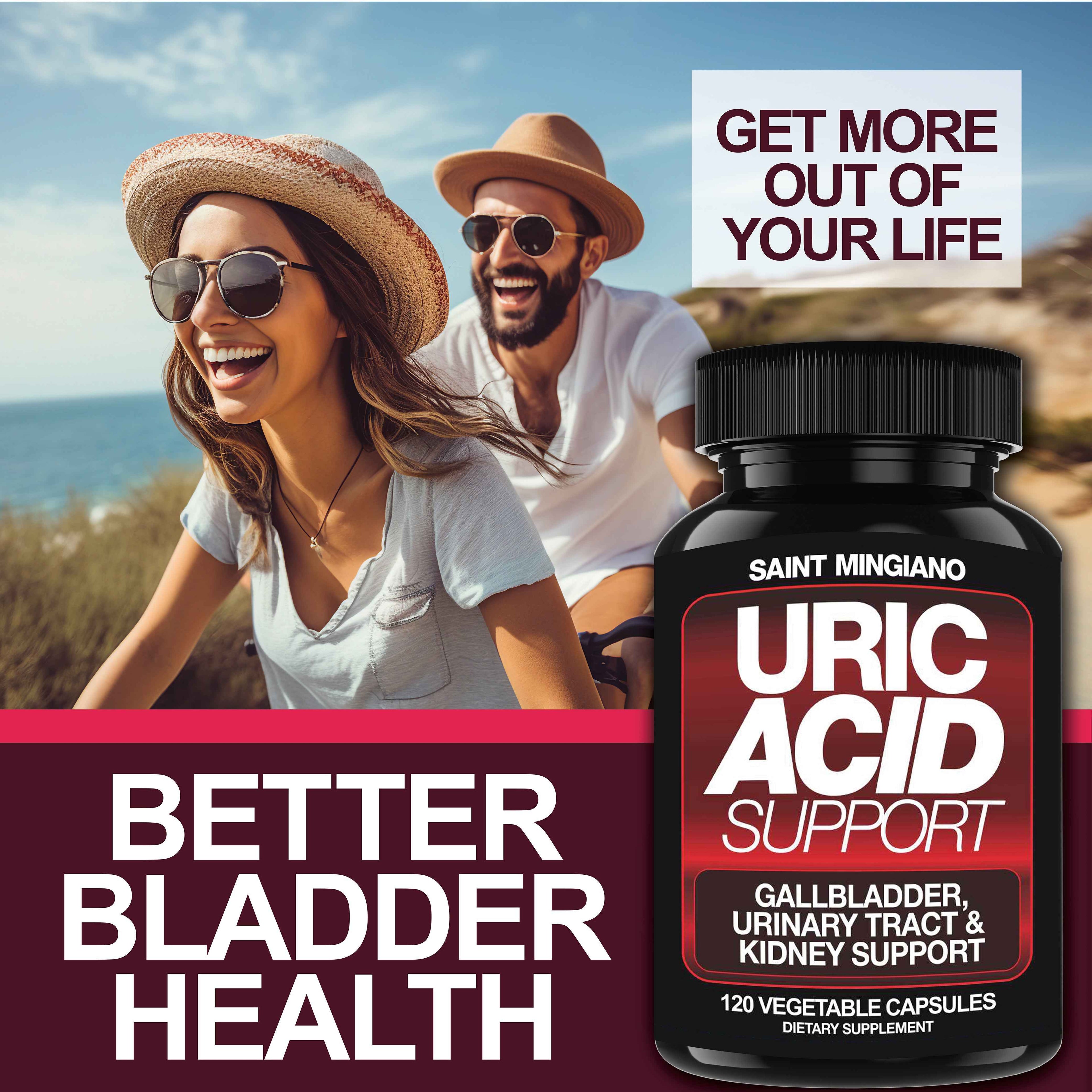 Uric Acid Support -120 Capsules - Supports Kidney Cleanse Detox & Repair, Gallbladder & Urinary Tract Issues by Saint Mingiano - Supplements & Wellness Dedicated to Holistic Health